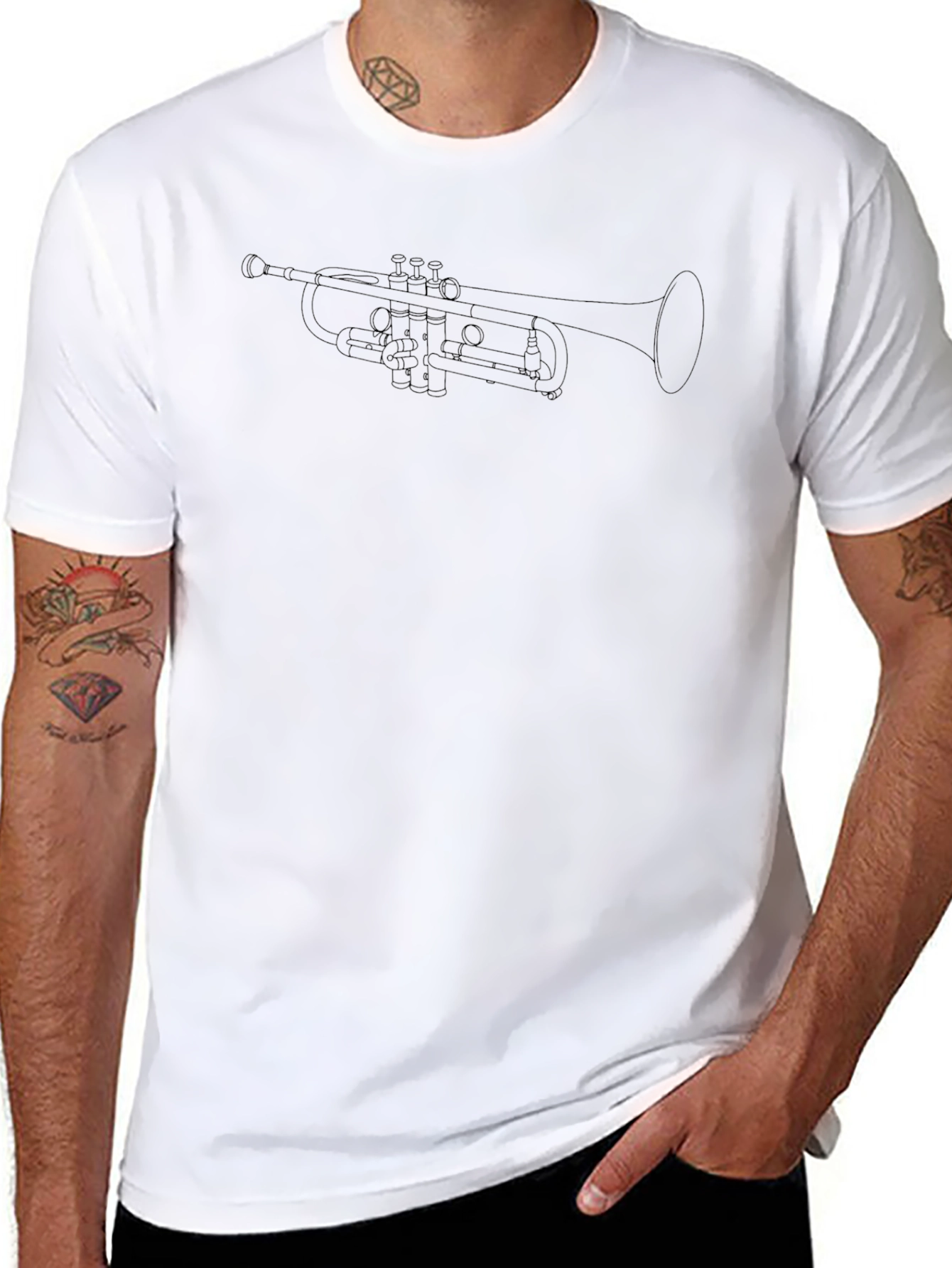 Trumpet Outline T-Shirt - Music Lover Tee