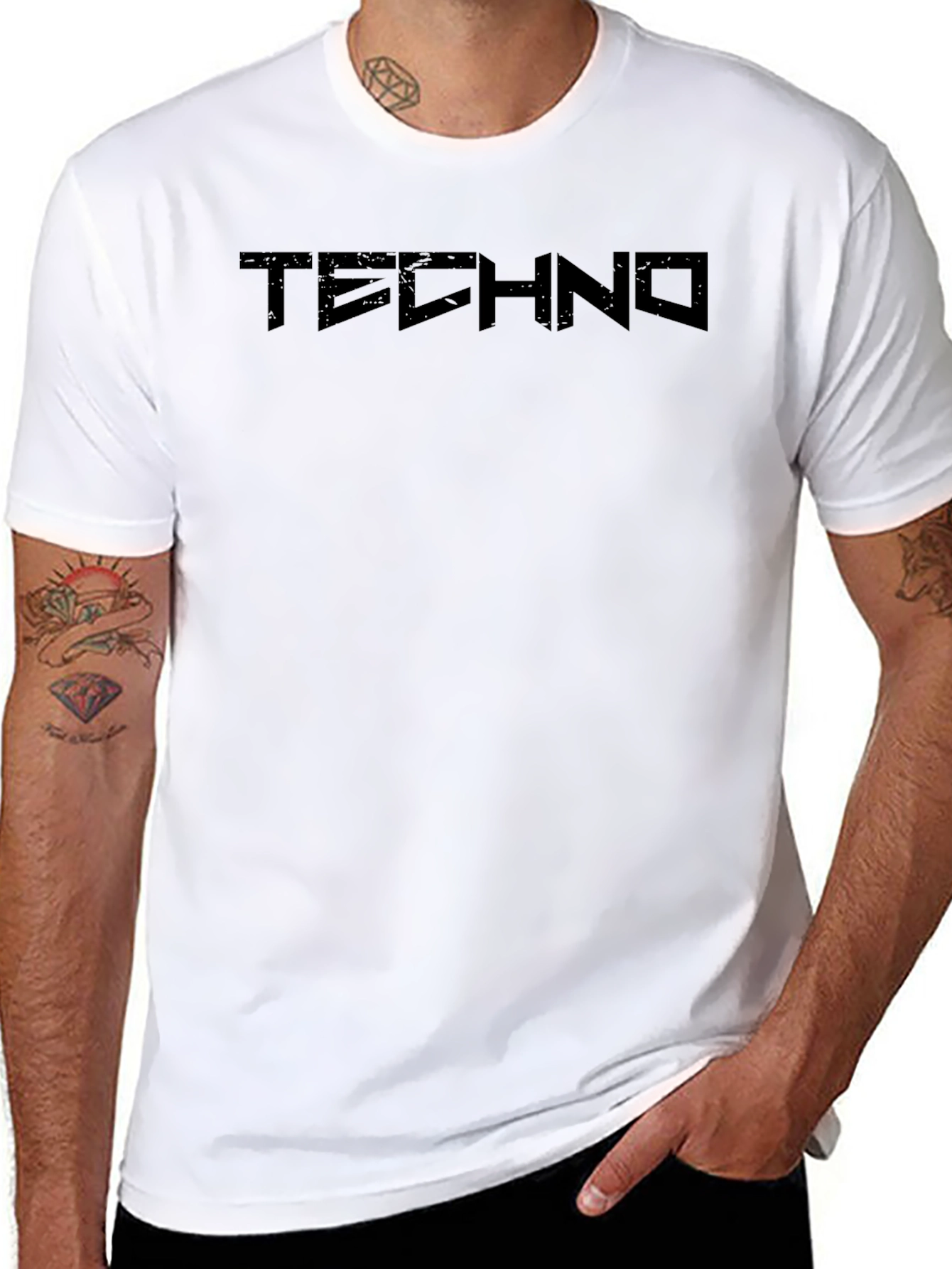 Techno Graphic Black T-Shirt - Minimalist Design