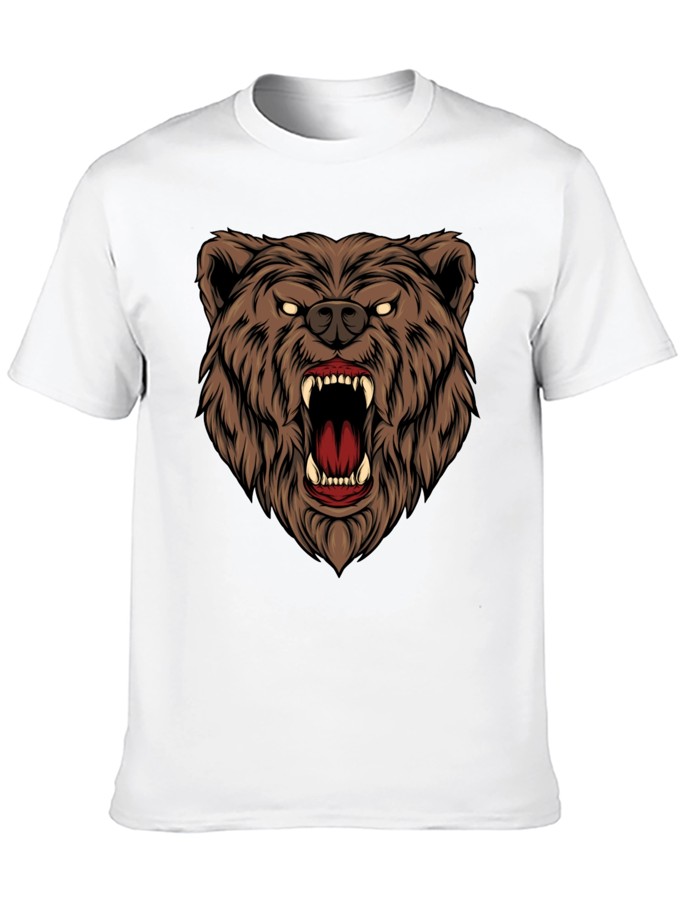 Mens Black T-Shirt with Roaring Bear Graphic