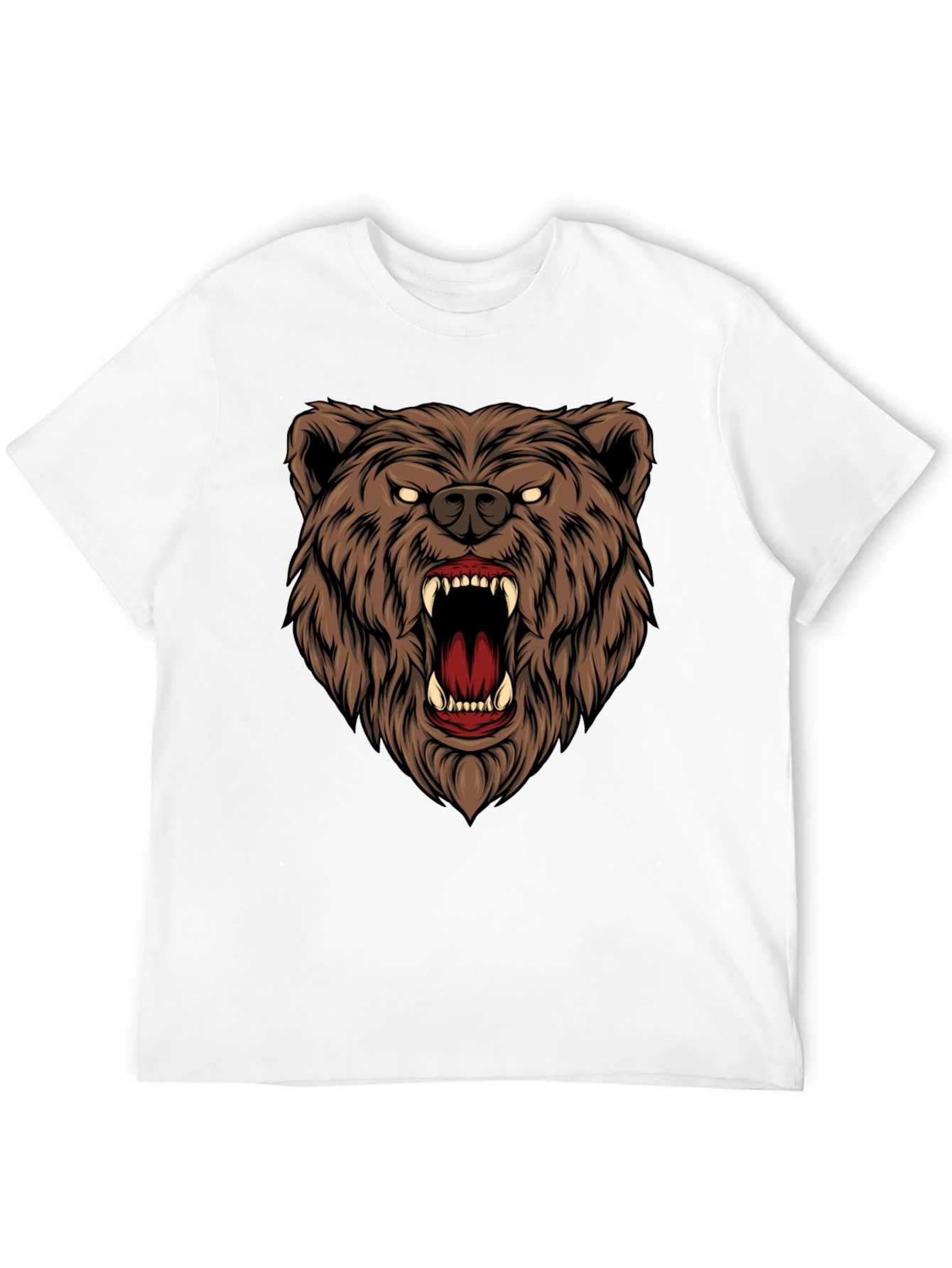 Mens Black T-Shirt with Roaring Bear Graphic