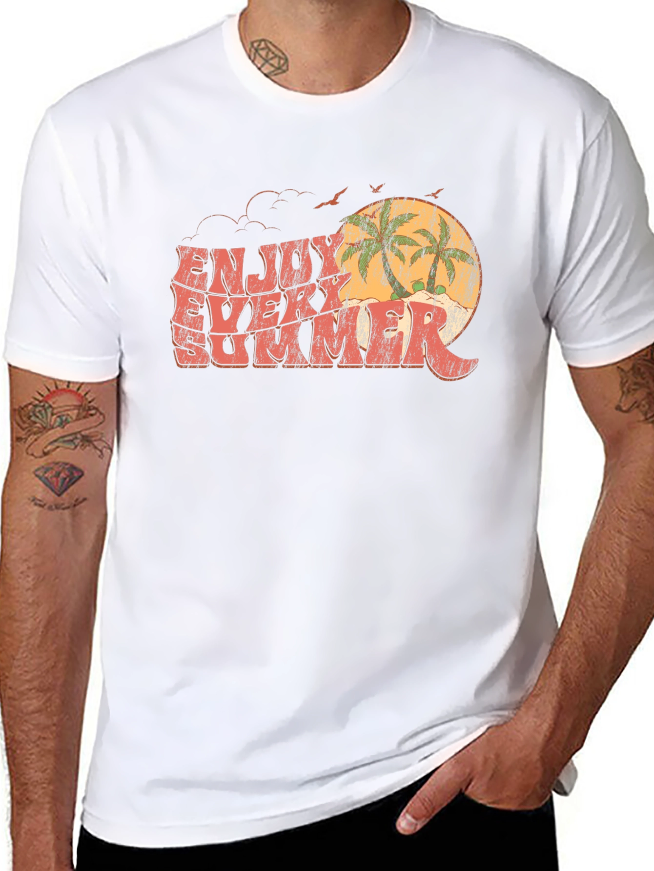 Enjoy Every Summer Graphic Tee - Retro Beach Vibes