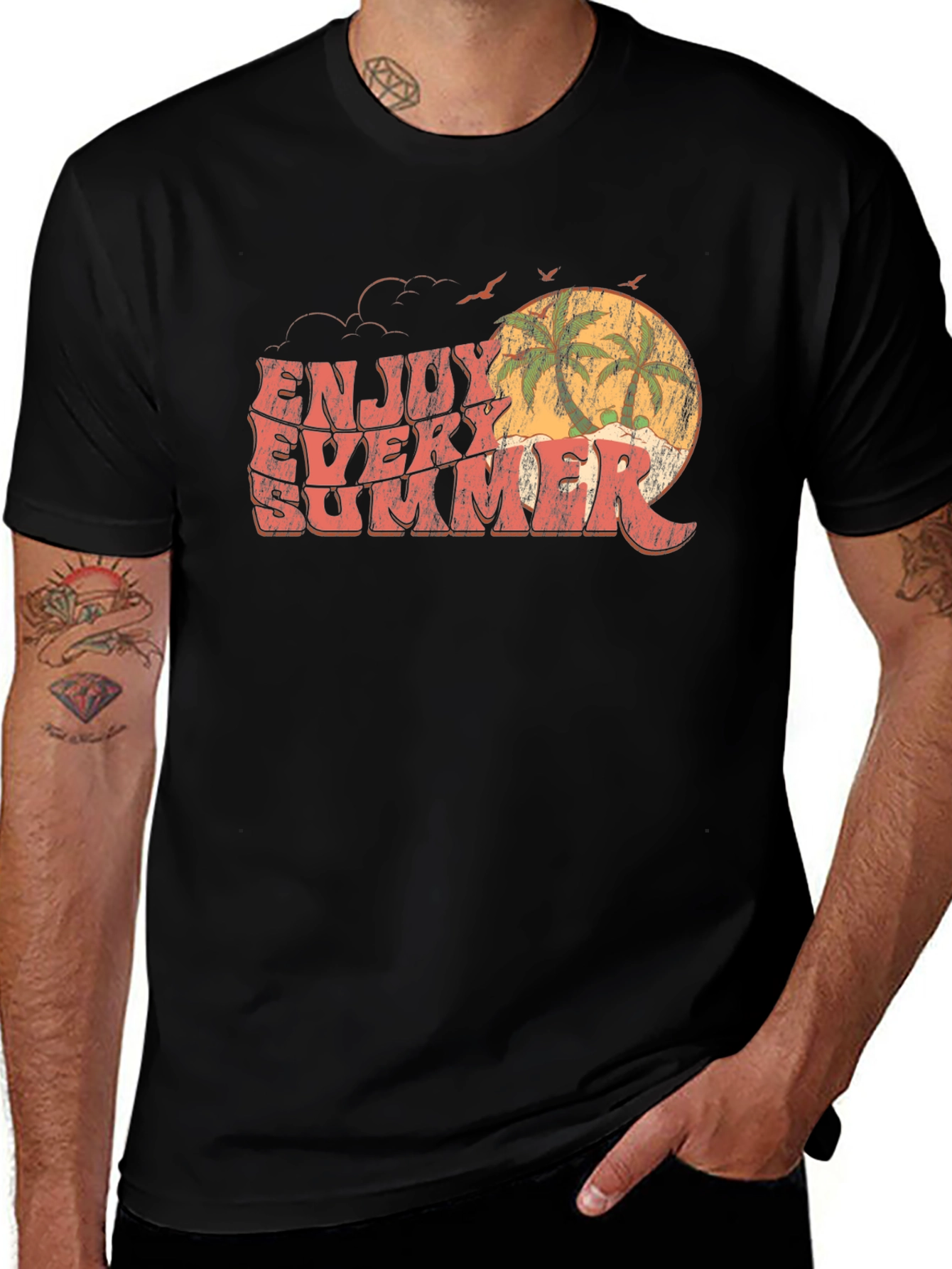 Enjoy Every Summer Graphic Tee - Retro Beach Vibes