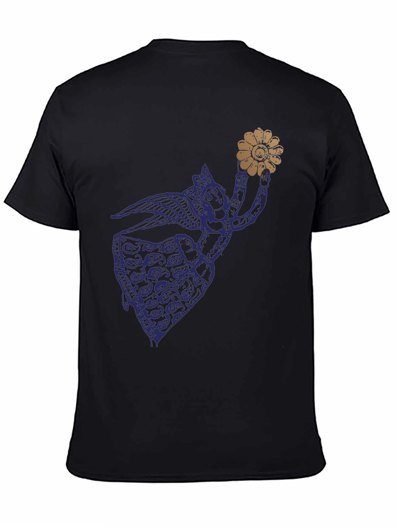 Black Graphic T-Shirt with Angel Design
