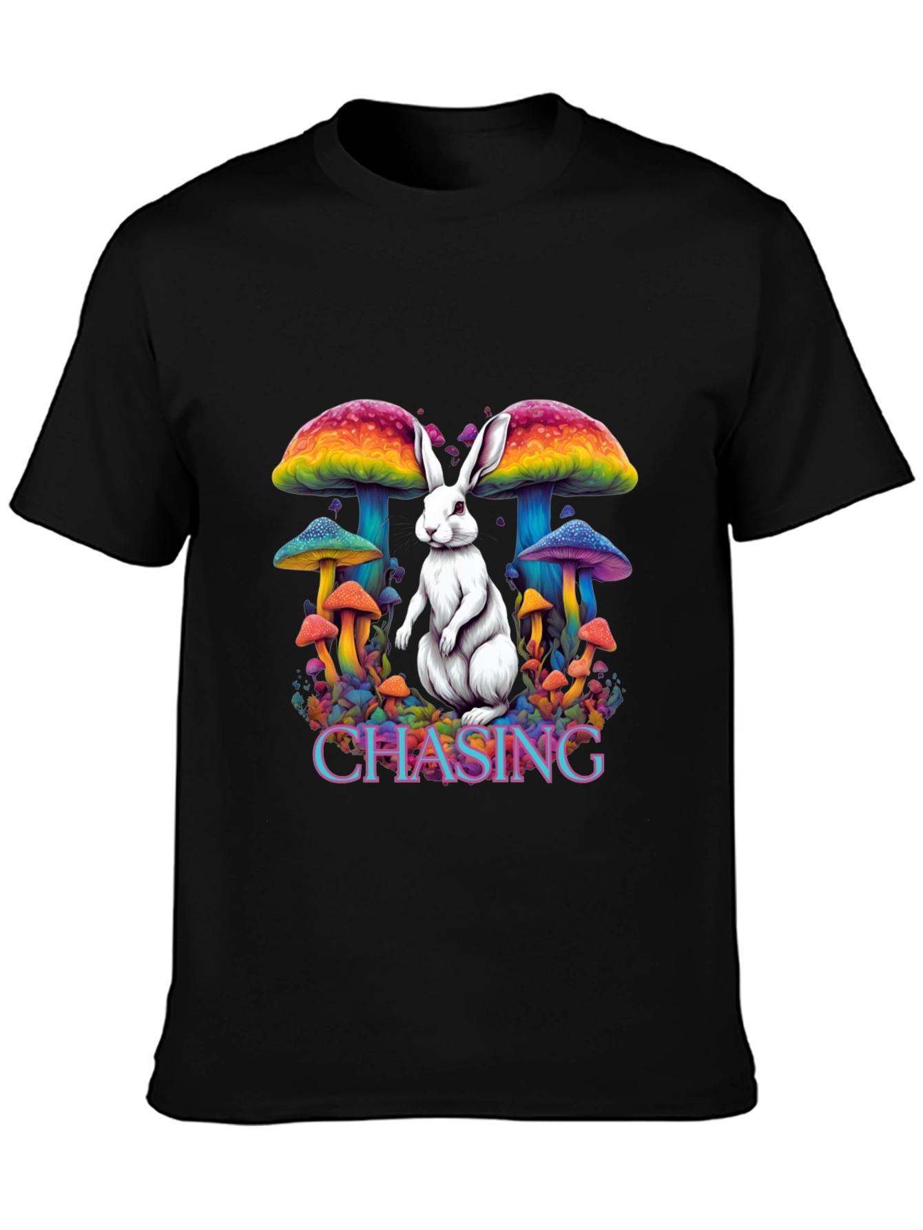 Psychedelic Rabbit Chasing Mushroom T-Shirt
