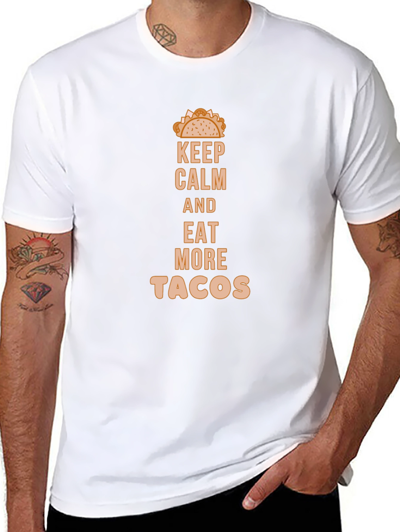 Keep Calm Eat Tacos Black Graphic Tee