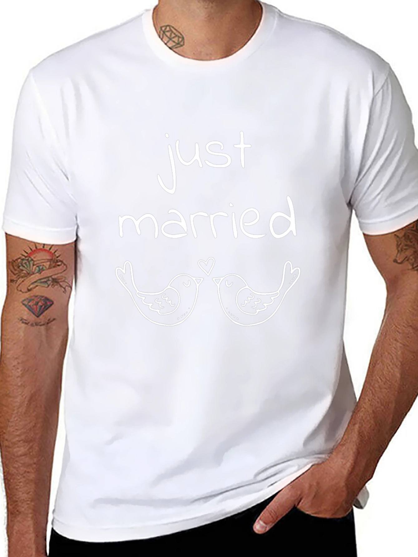 Just Married Birds Graphic Tee - Black