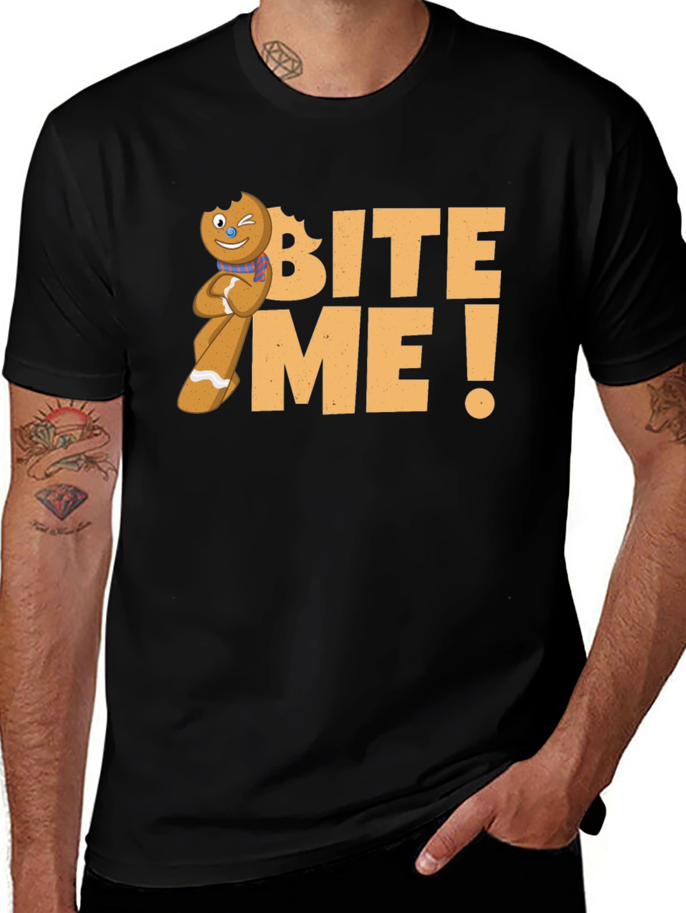 Bite Me! Gingerbread Man Graphic T-Shirt