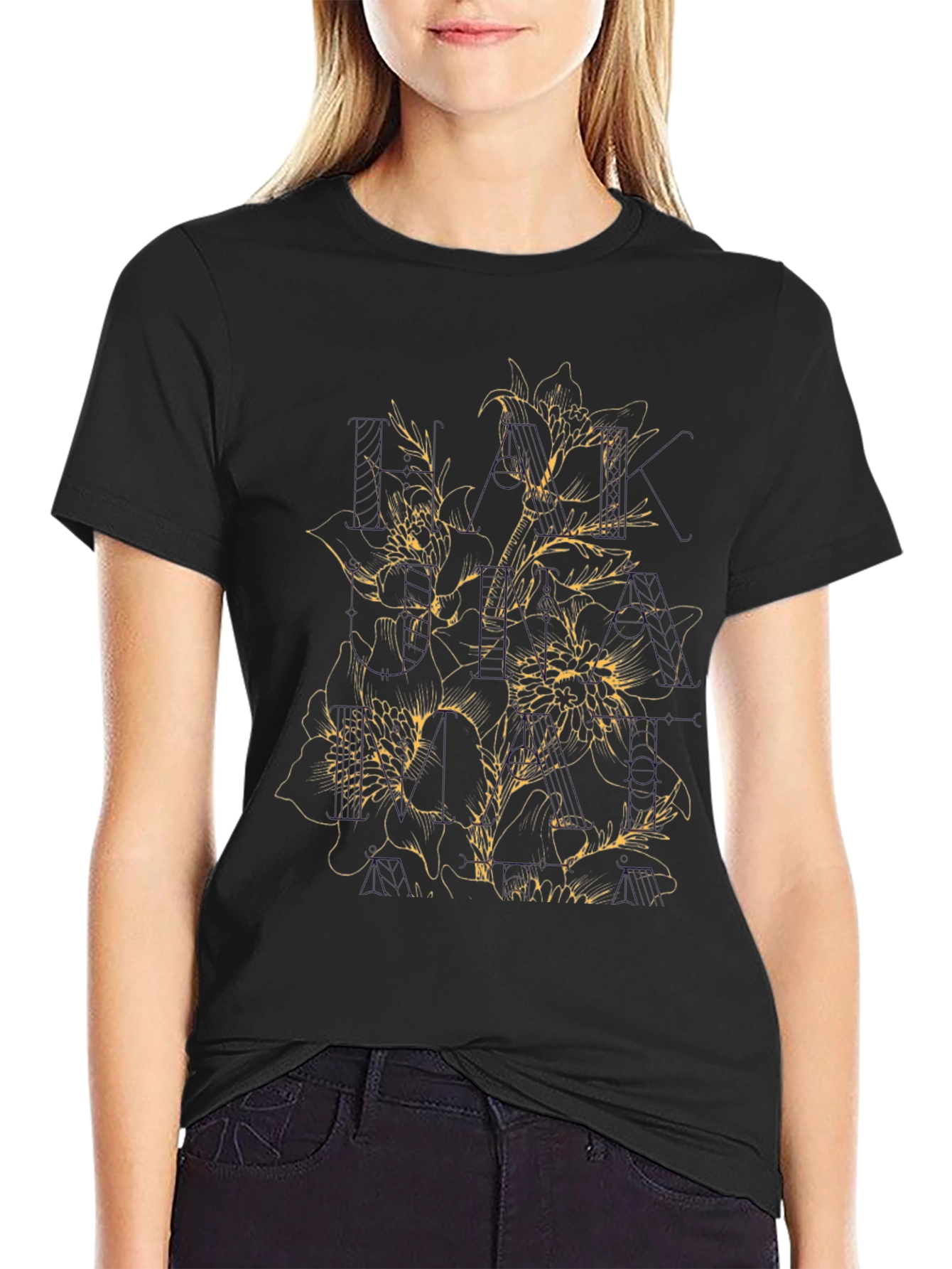 Floral Print Black T-Shirt for Men