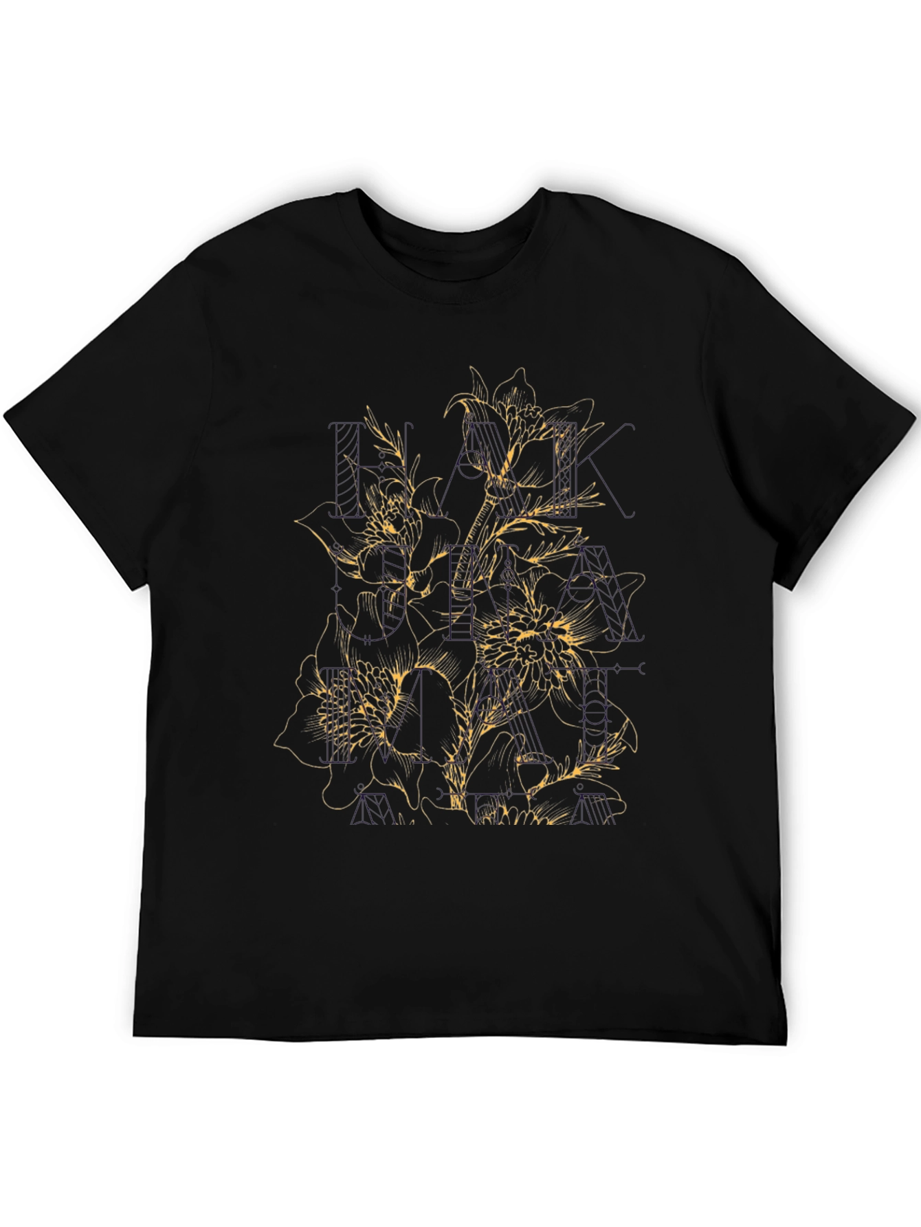 Floral Print Black T-Shirt for Men