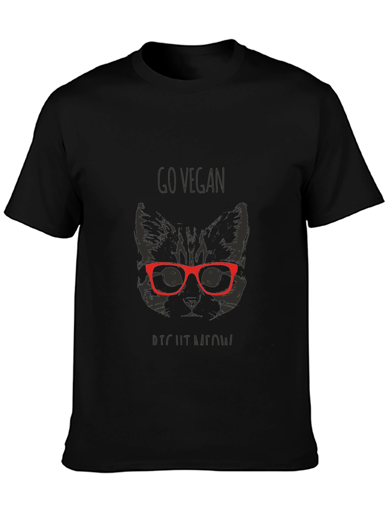 Go Vegan Right Meow Black T-Shirt