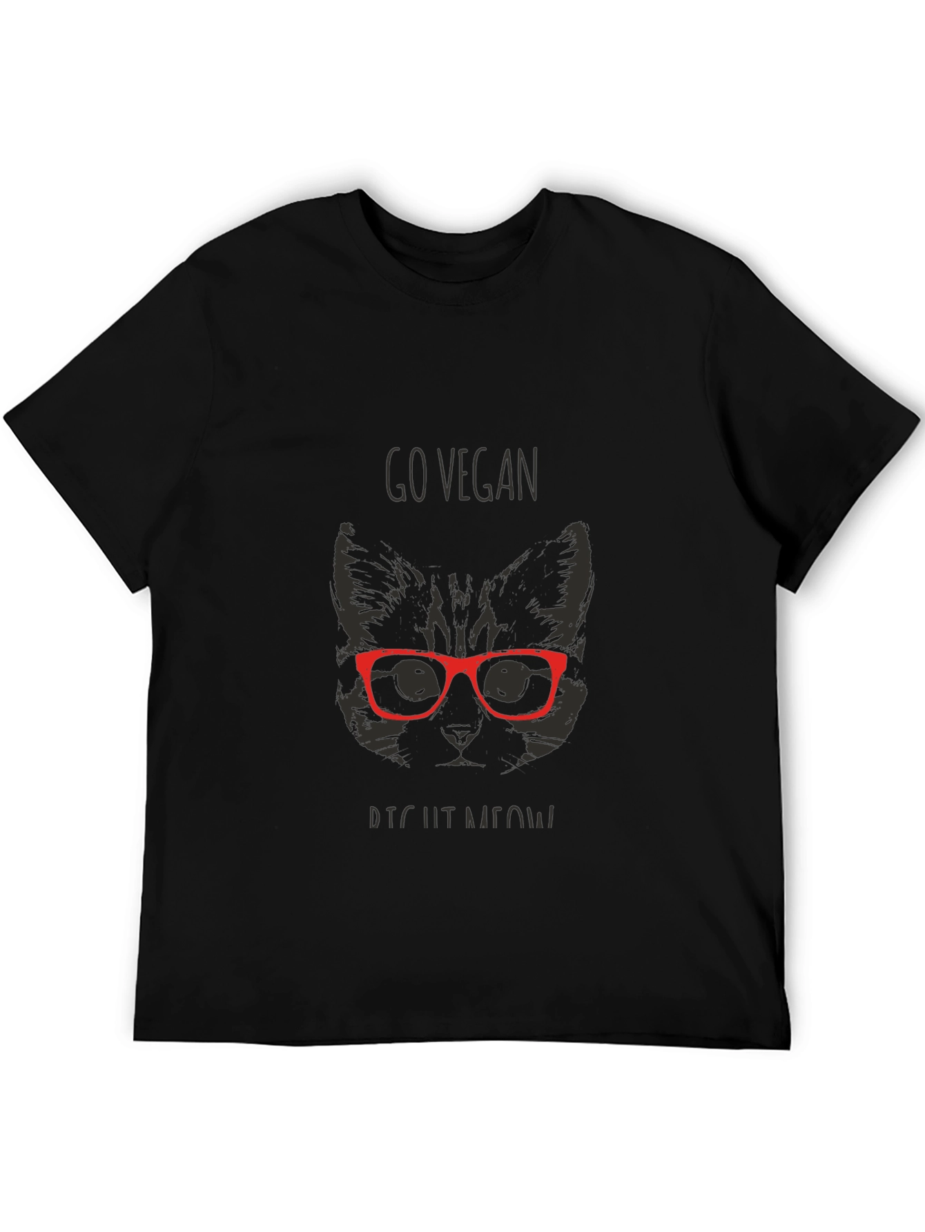 Go Vegan Right Meow Black T-Shirt