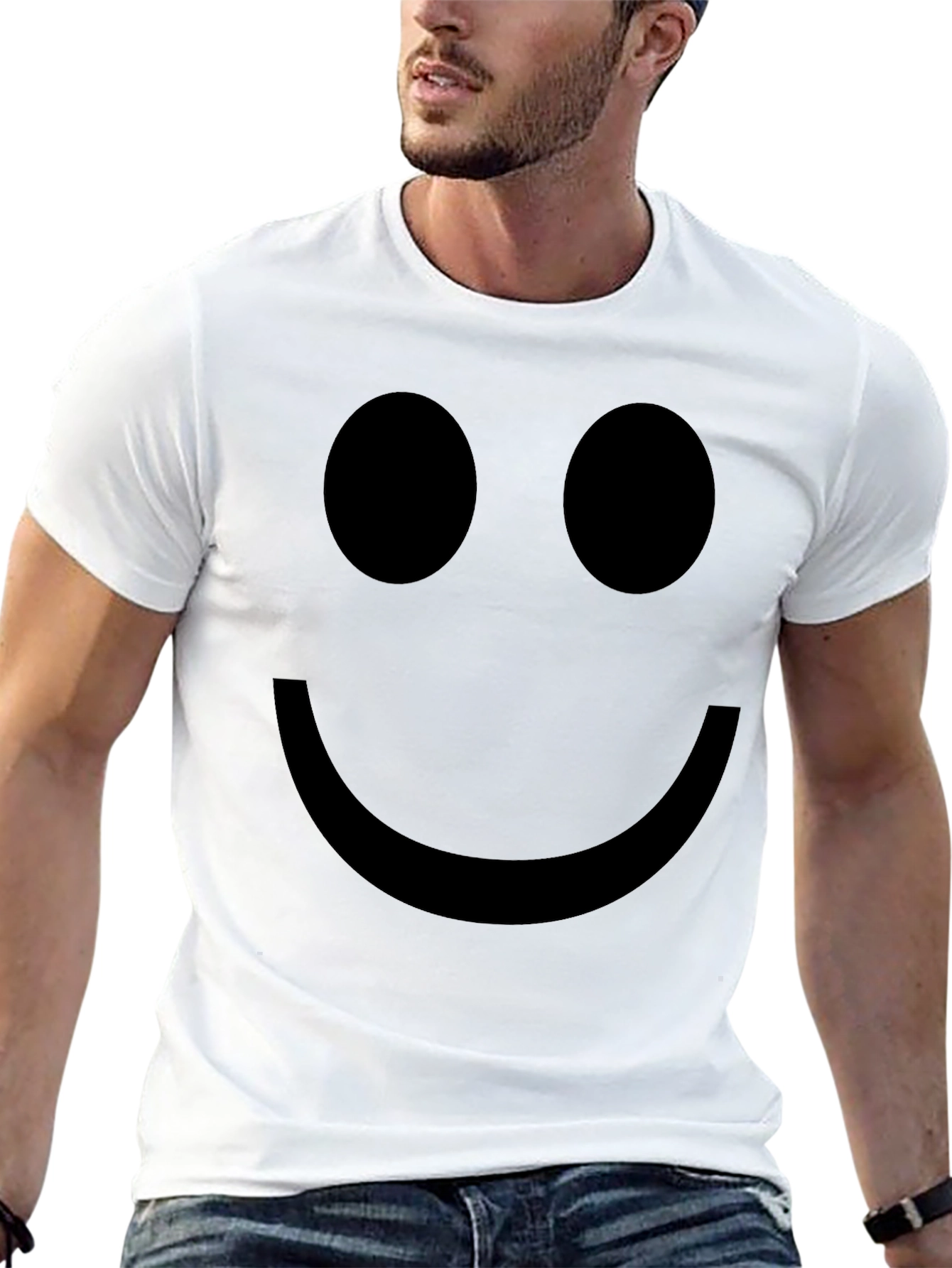 Smiley Face Black Tee - Simple & Stylish