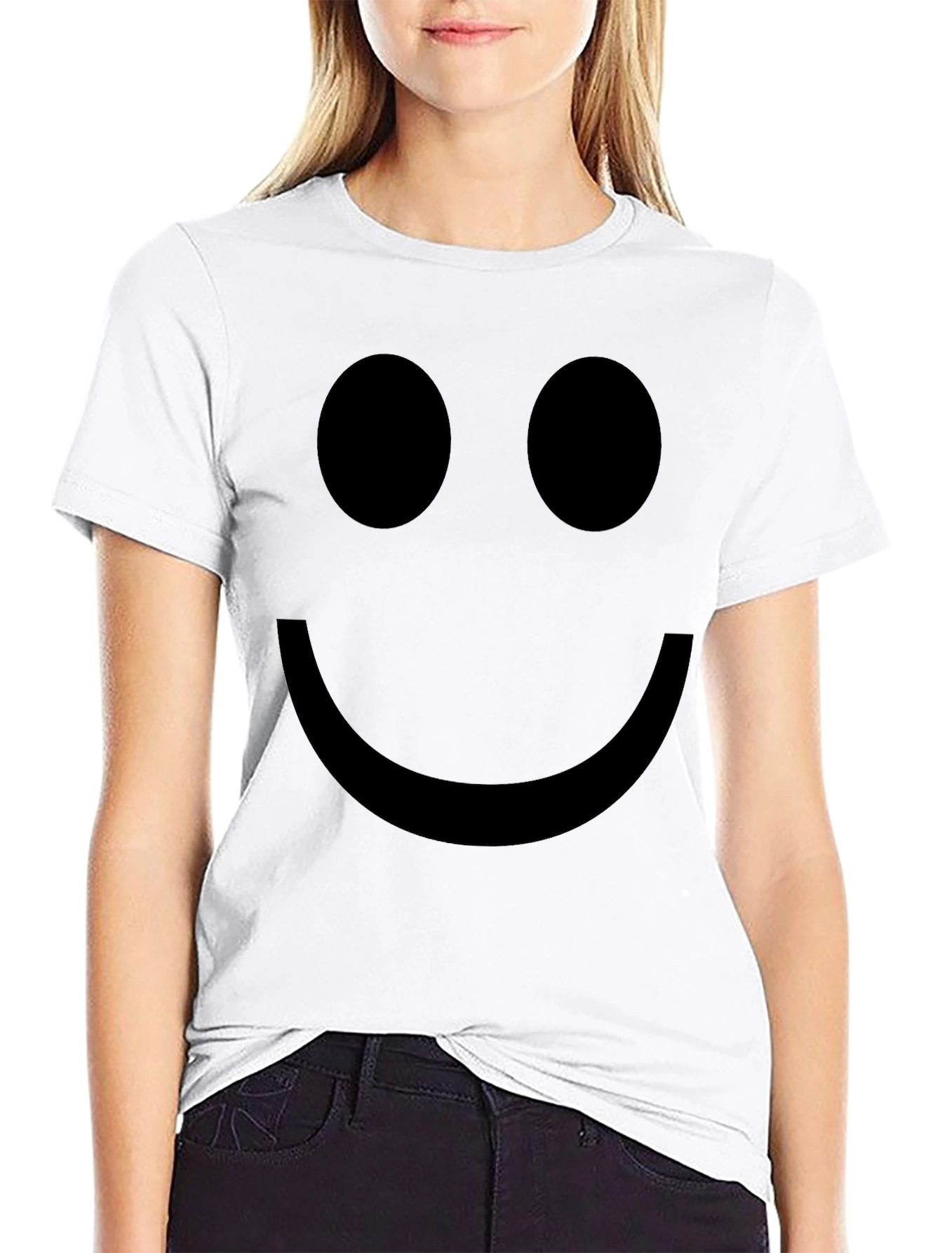 Smiley Face Black Tee - Simple & Stylish