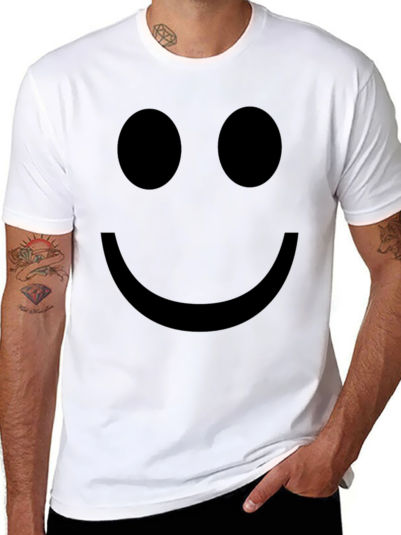 Smiley Face Black Tee - Simple & Stylish
