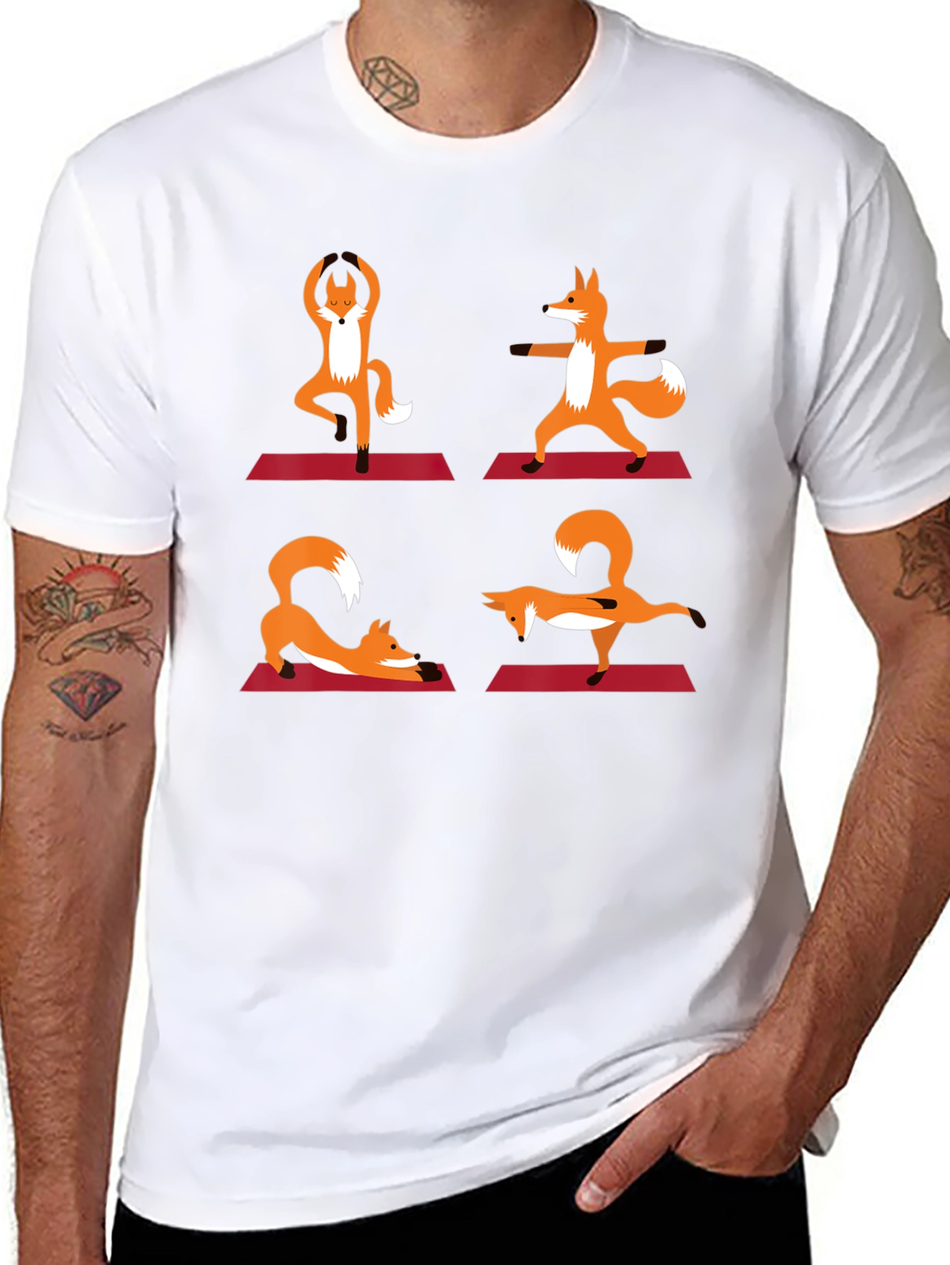 Yoga Fox Graphic Tee - Relaxed Fit Cotton Shirt