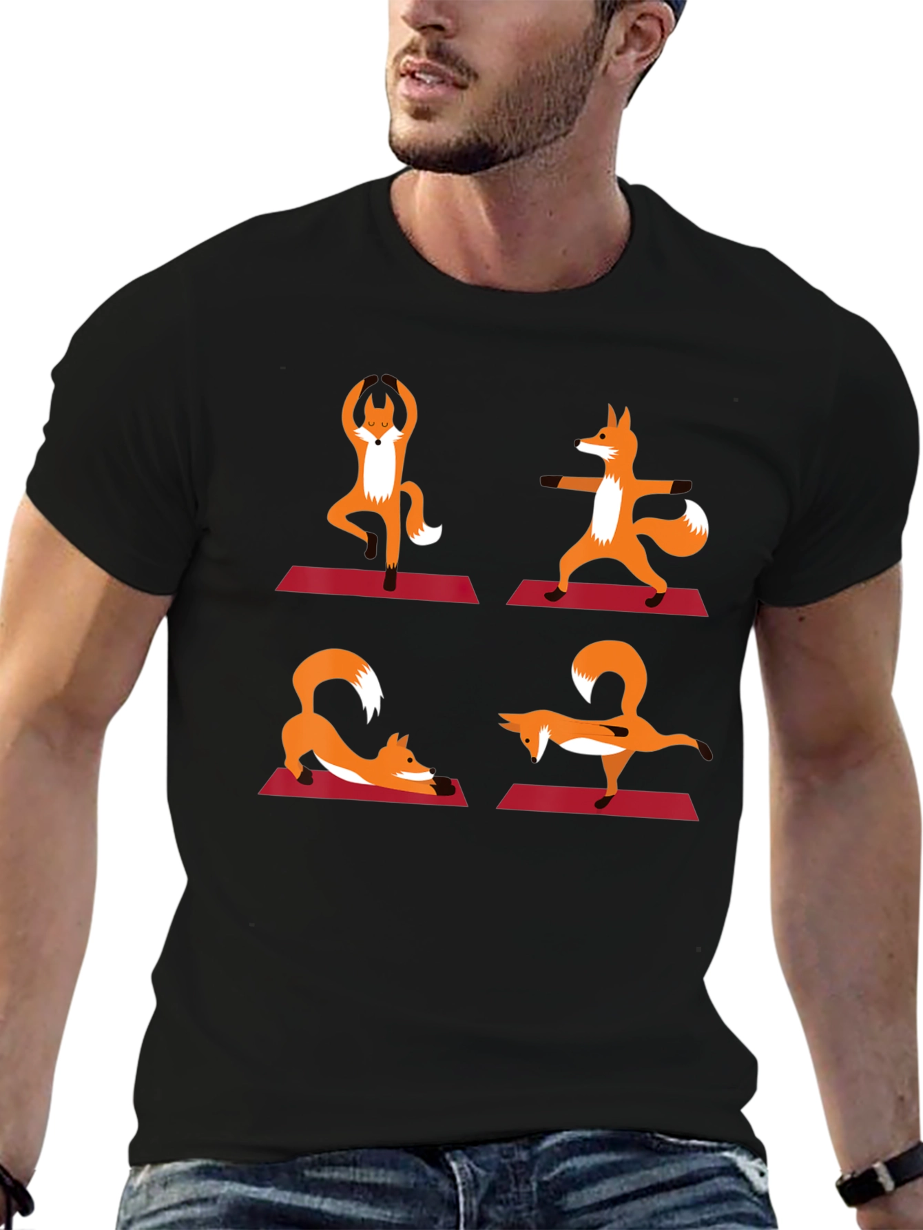 Yoga Fox Graphic Tee - Relaxed Fit Cotton Shirt
