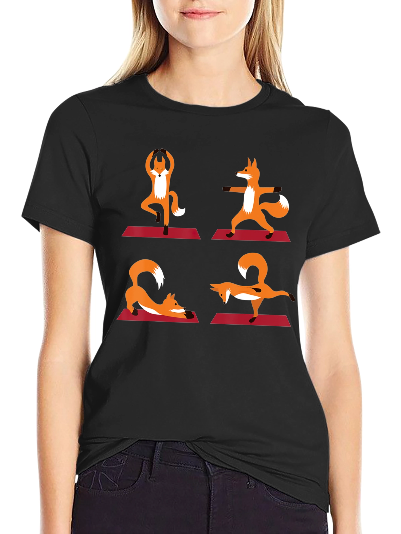 Yoga Fox Graphic Tee - Relaxed Fit Cotton Shirt