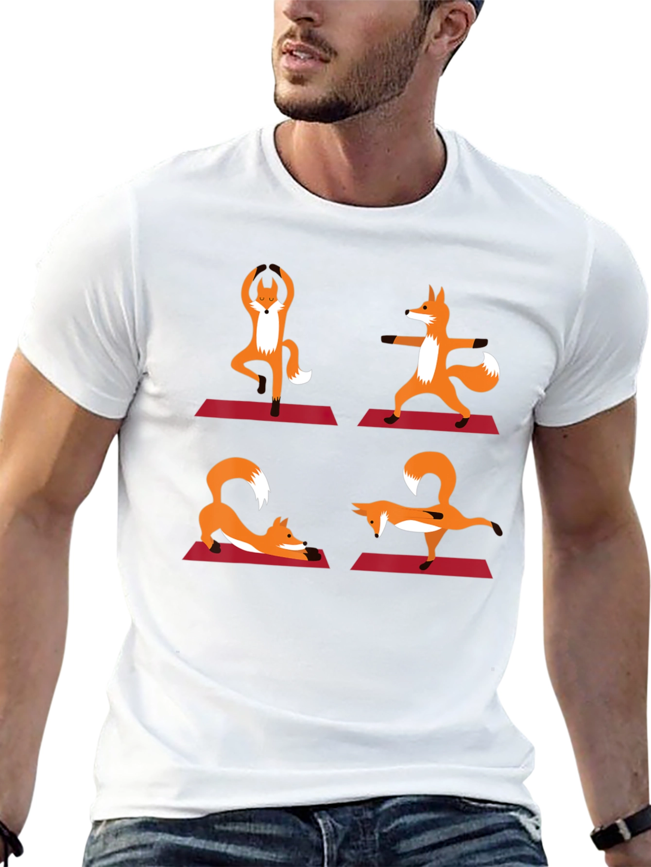 Yoga Fox Graphic Tee - Relaxed Fit Cotton Shirt