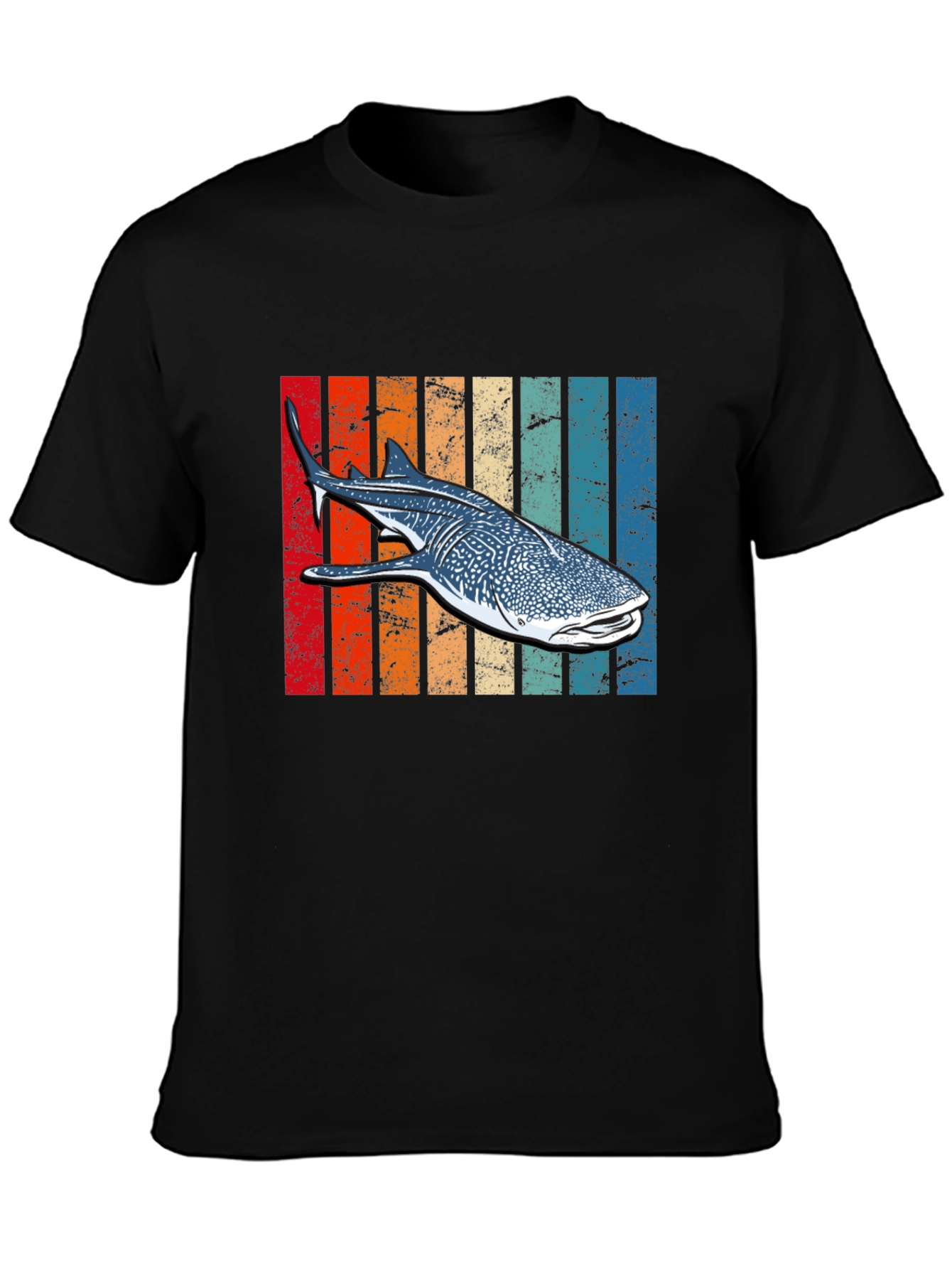 Retro Whale Shark Graphic Tee - Black