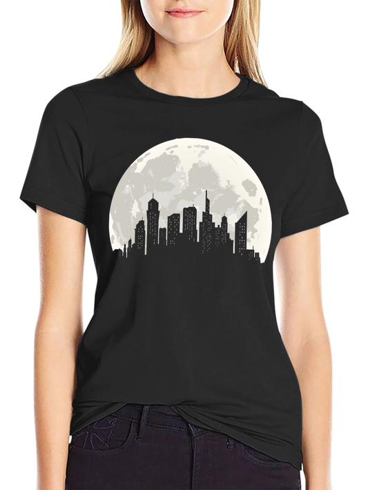 Cityscape Moon Graphic Tee - Black