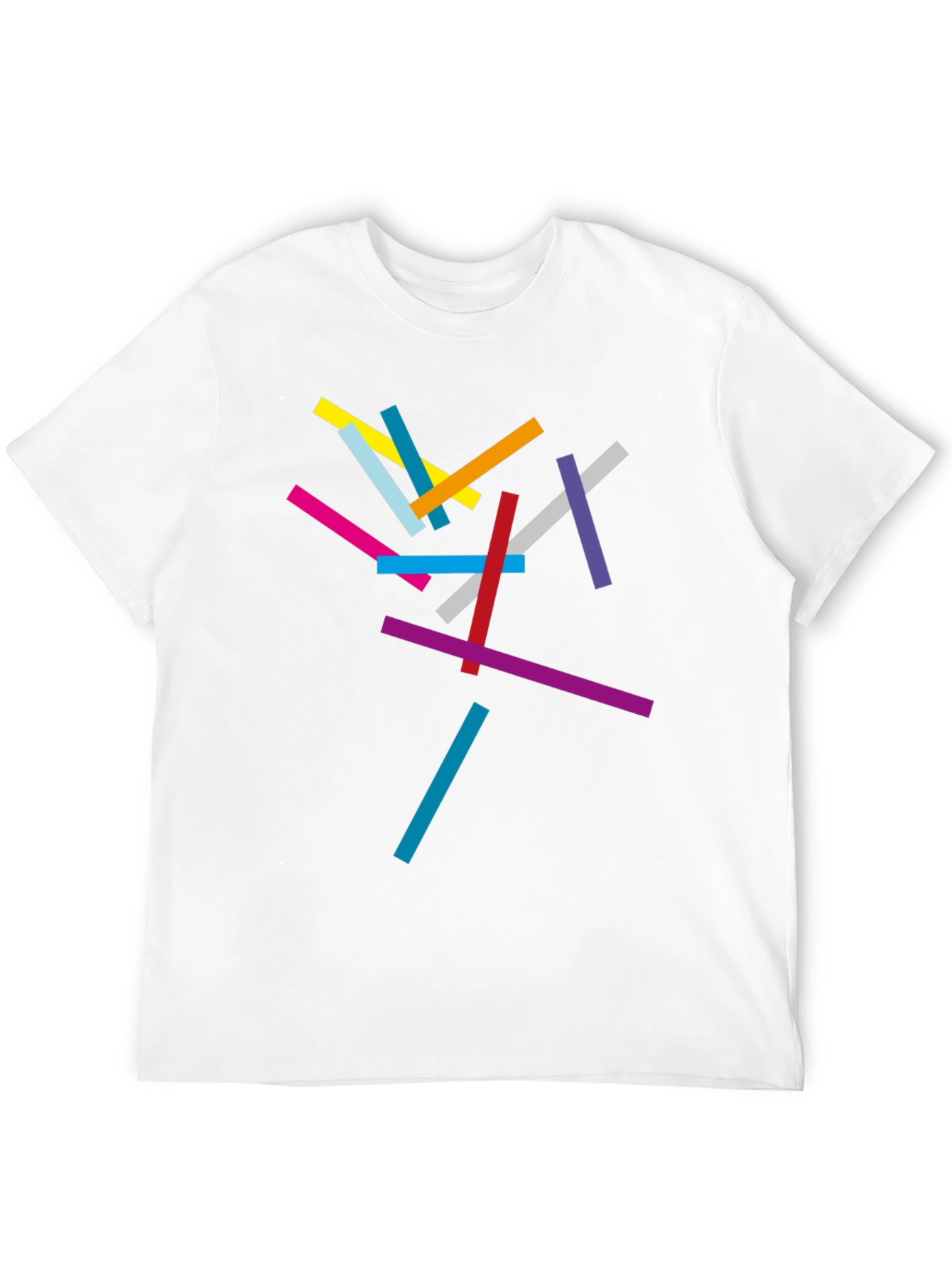 Abstract Geometric Lines Black T-Shirt