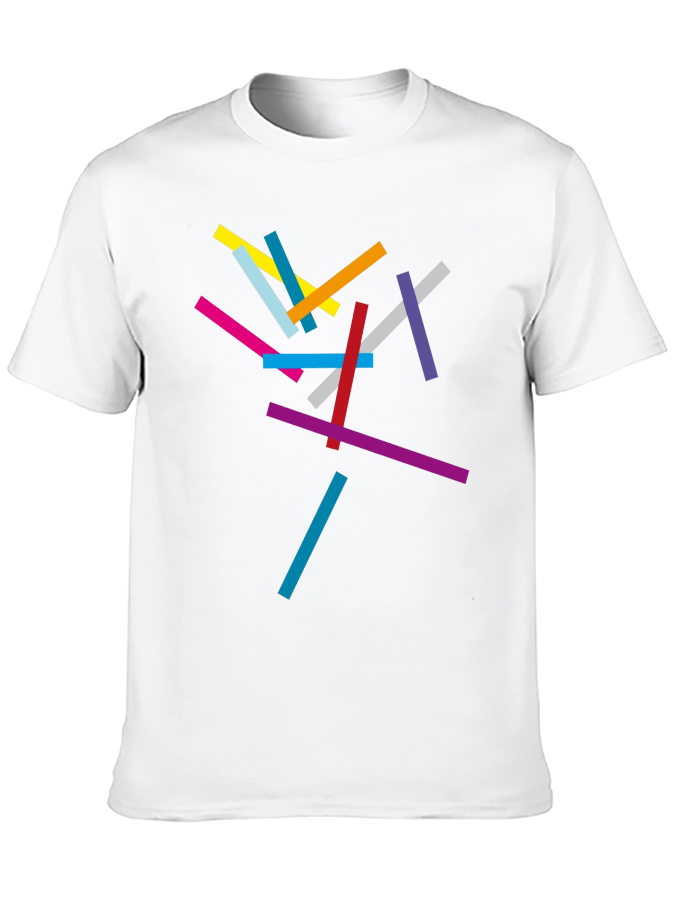 Abstract Geometric Lines Black T-Shirt