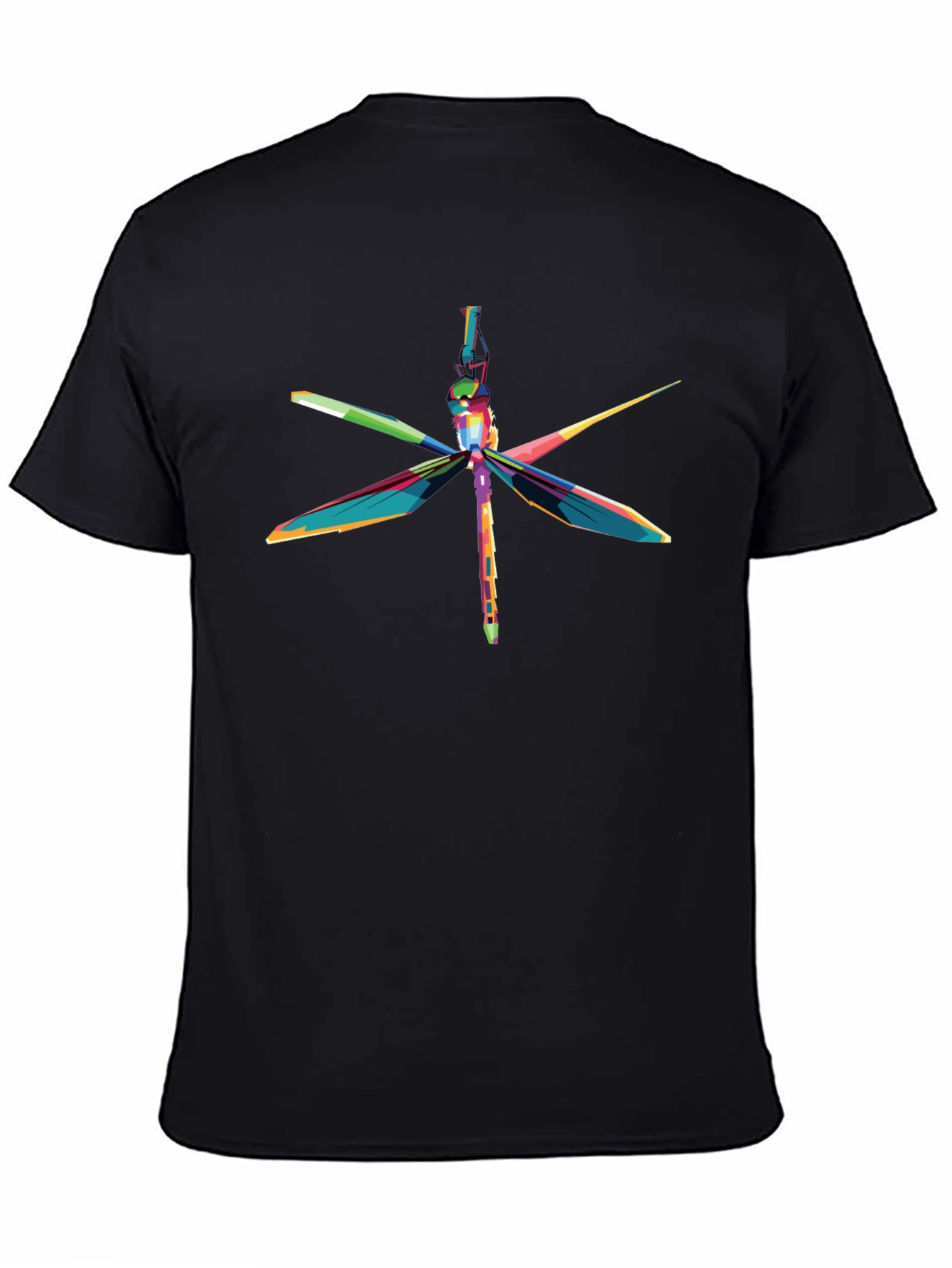 Vibrant Dragonfly Graphic T-Shirt - Black