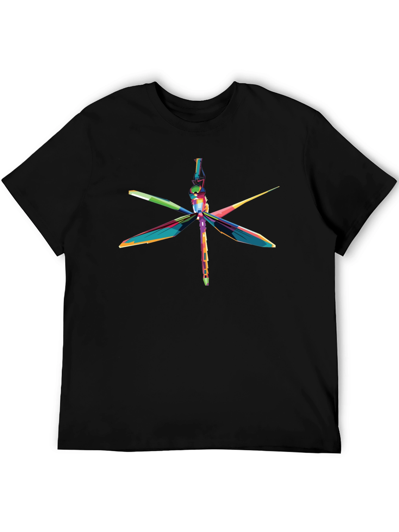 Vibrant Dragonfly Graphic T-Shirt - Black