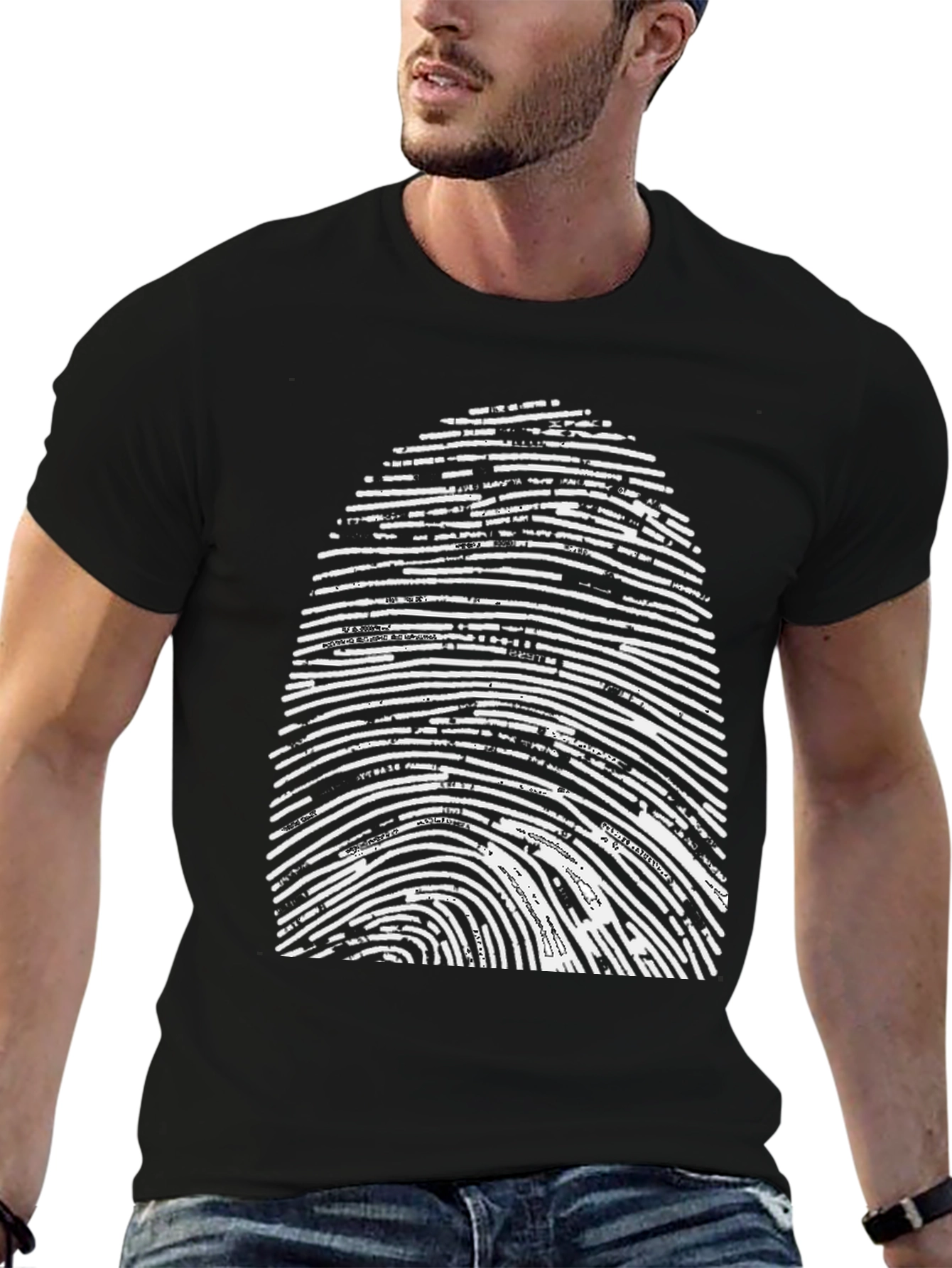 Fingerprint Graphic Black T-Shirt