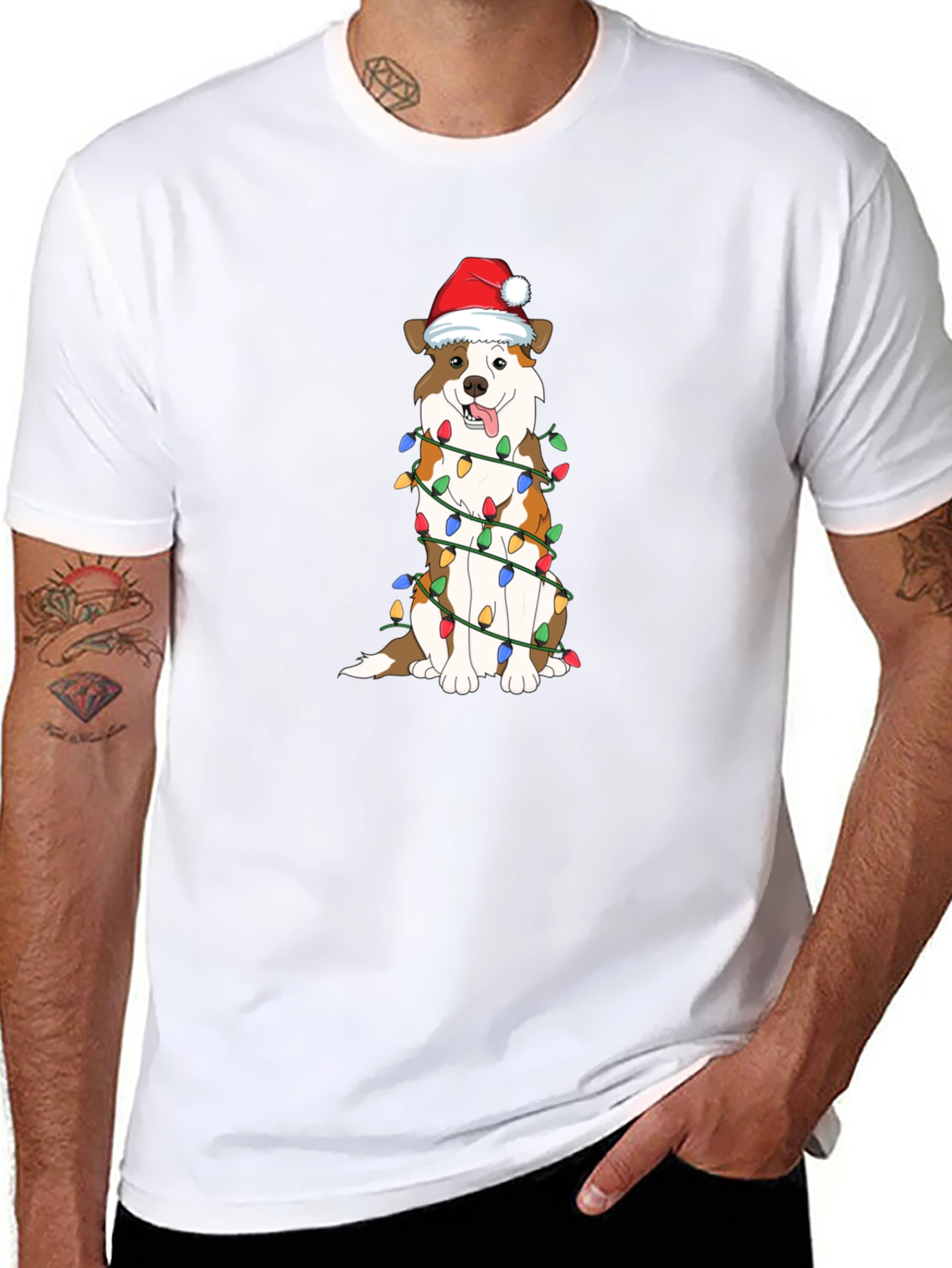 Festive Dog Christmas Lights T-Shirt