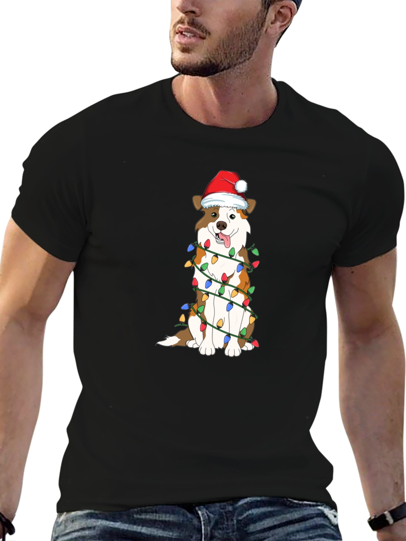 Festive Dog Christmas Lights T-Shirt