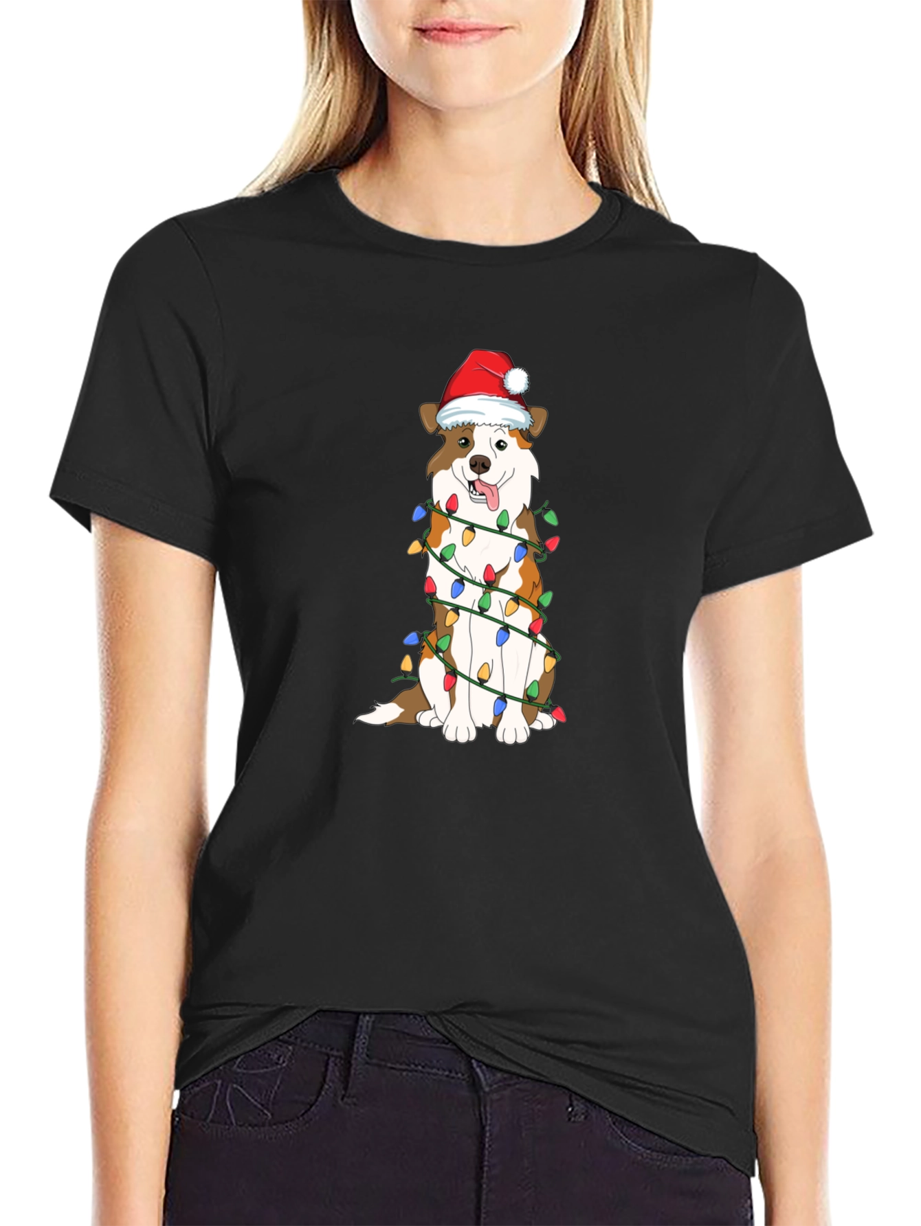 Festive Dog Christmas Lights T-Shirt