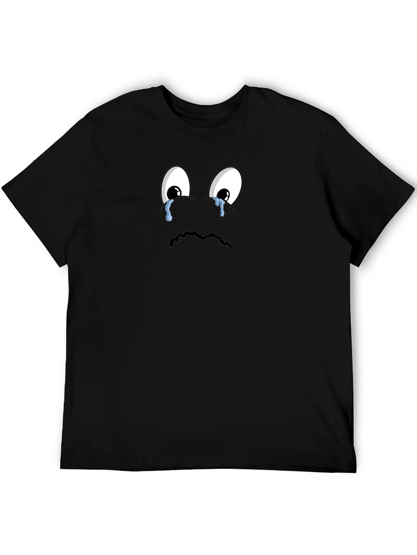 Sad Emoji Black T-Shirt - Express Yourself!
