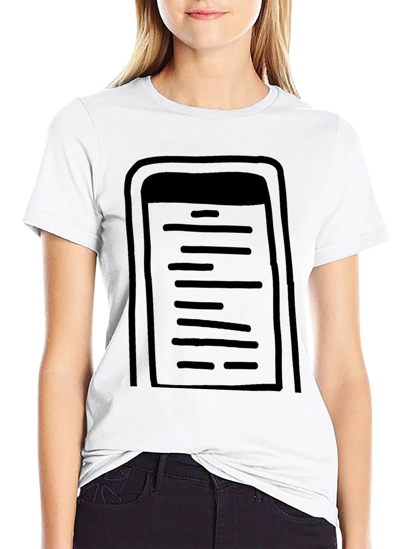 Mens Black Graphic Tee - Stylized Notepad Design