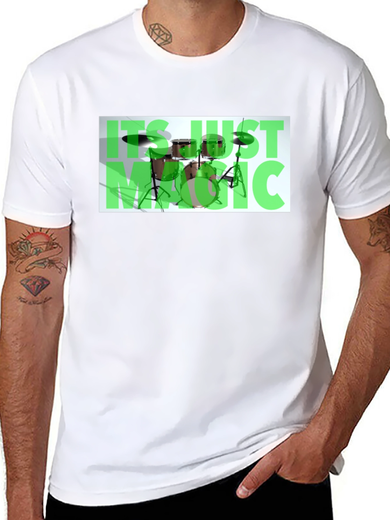 Music Drum Set Graphic Black T-Shirt