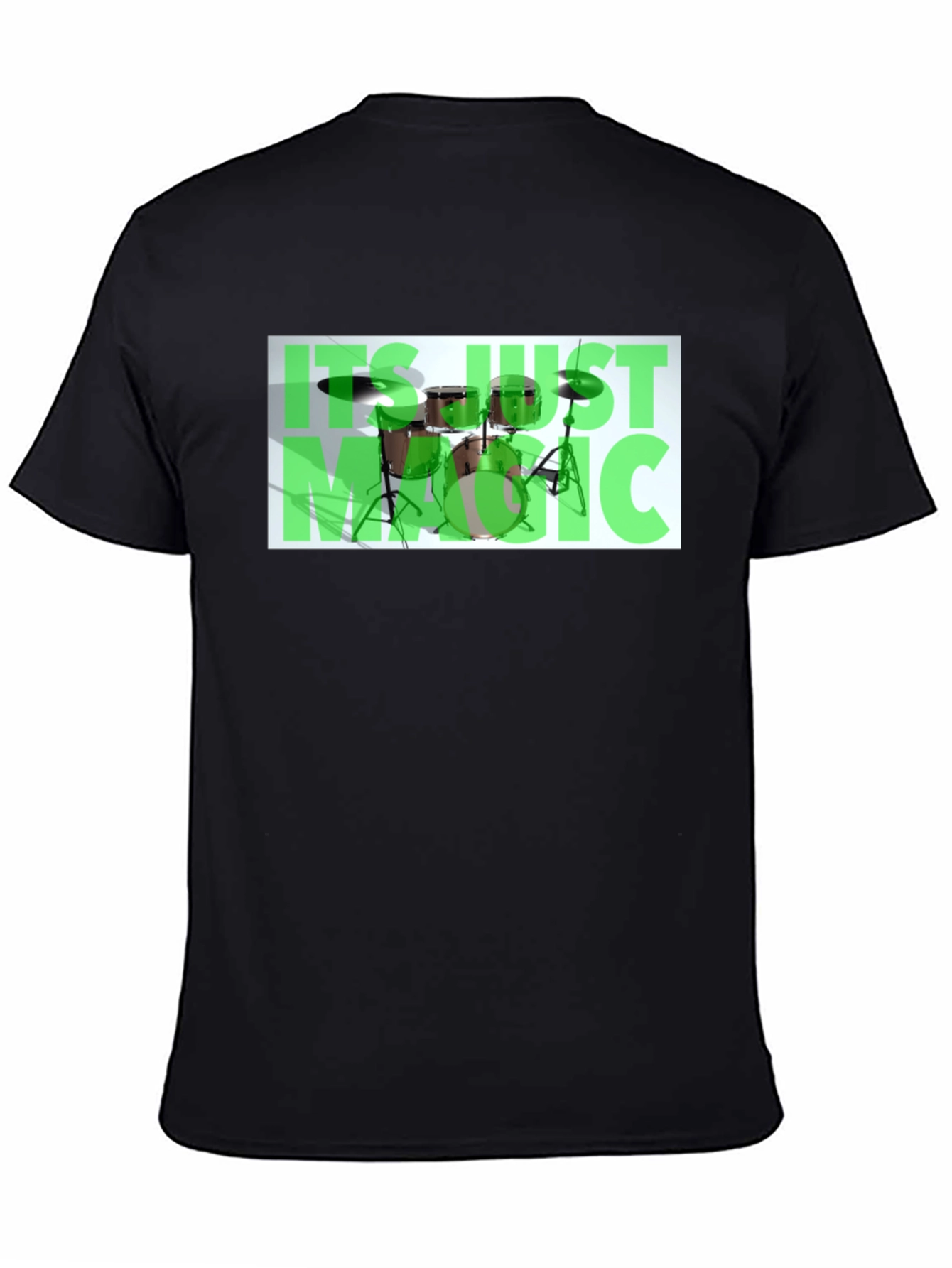 Music Drum Set Graphic Black T-Shirt