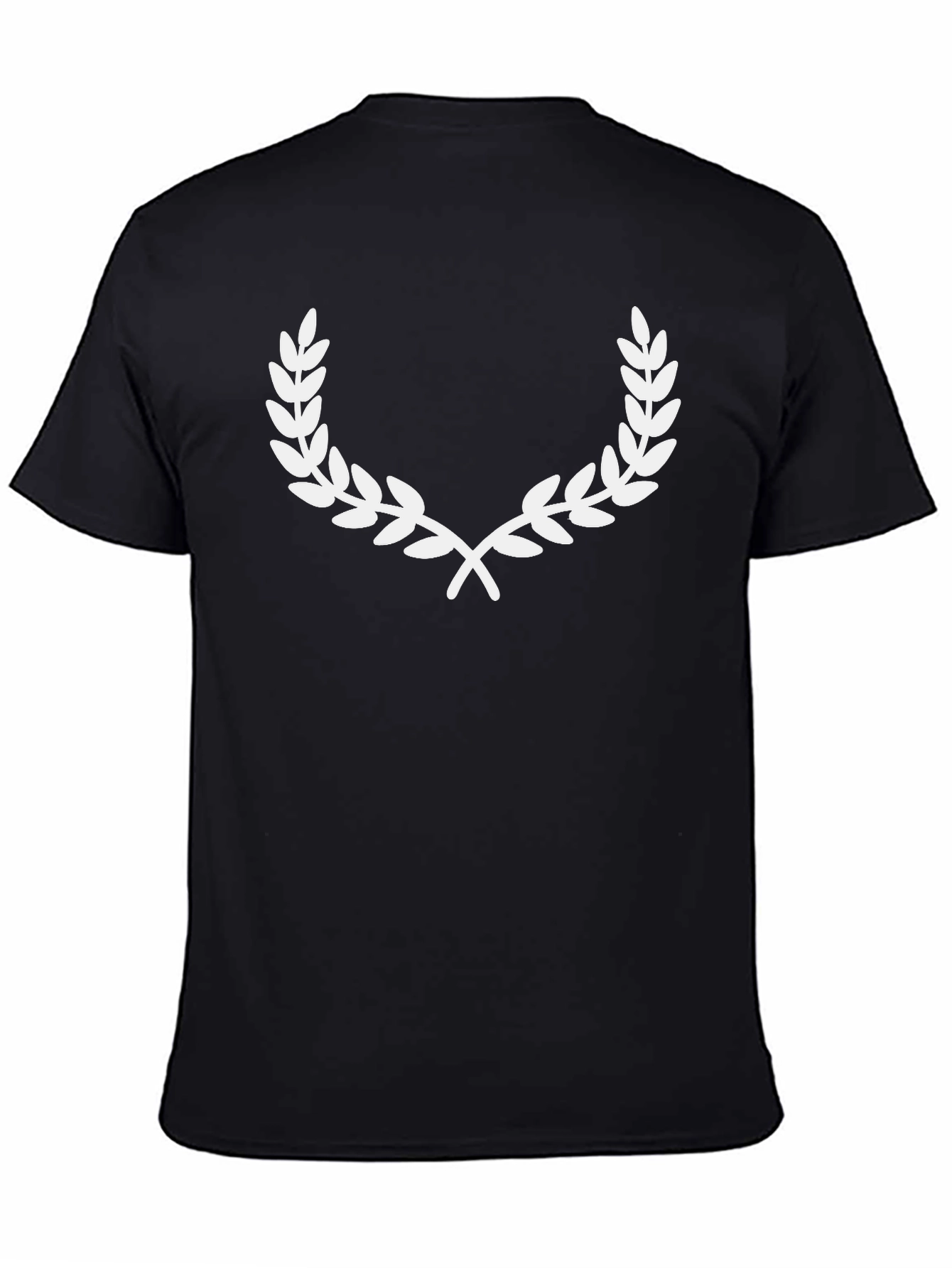 Black T-Shirt with White Laurel Wreath Graphic