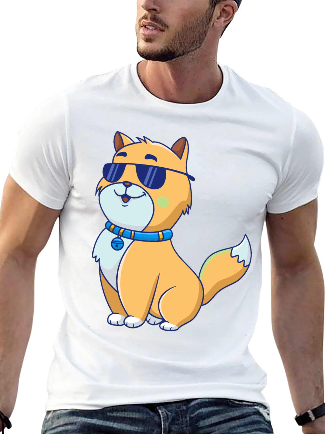 Cool Cat Graphic Tee - Black Cotton Blend Shirt