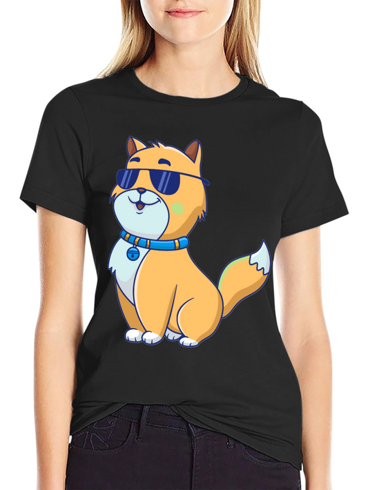 Cool Cat Graphic Tee - Black Cotton Blend Shirt