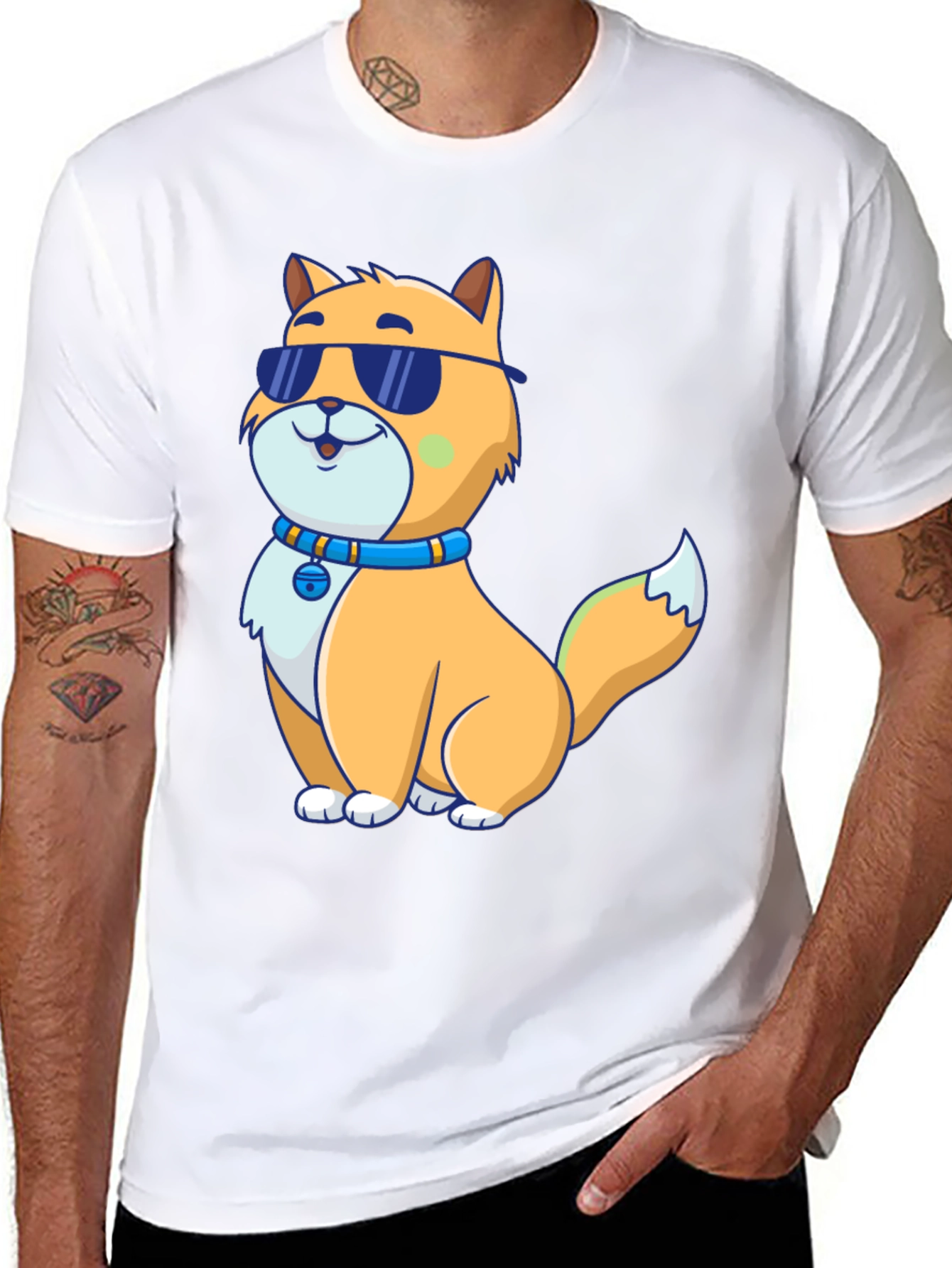 Cool Cat Graphic Tee - Black Cotton Blend Shirt