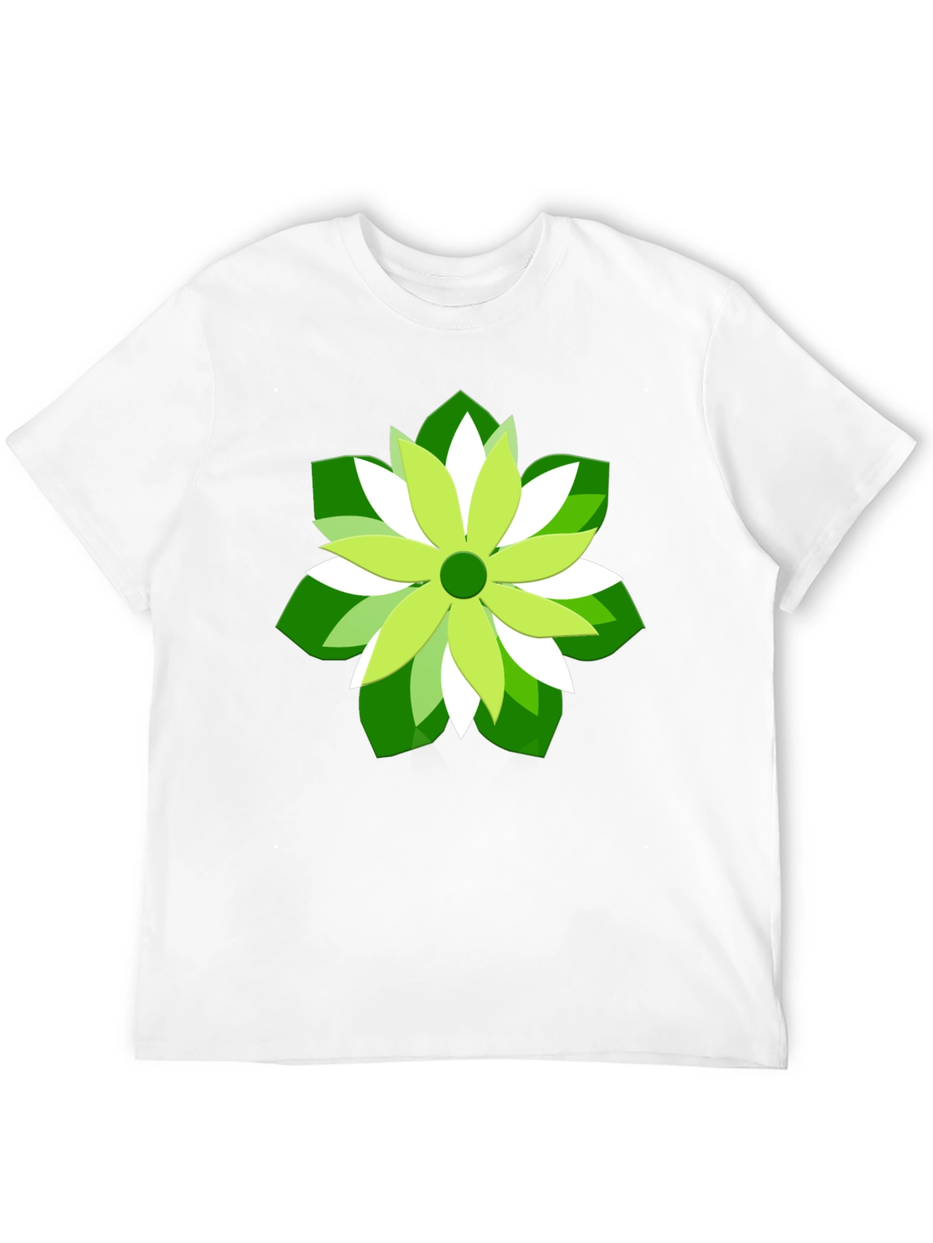 Green Flower Graphic Print Black T-Shirt