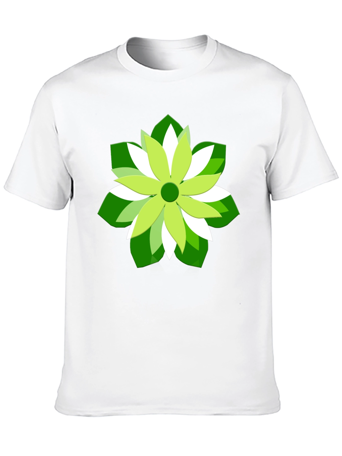 Green Flower Graphic Print Black T-Shirt