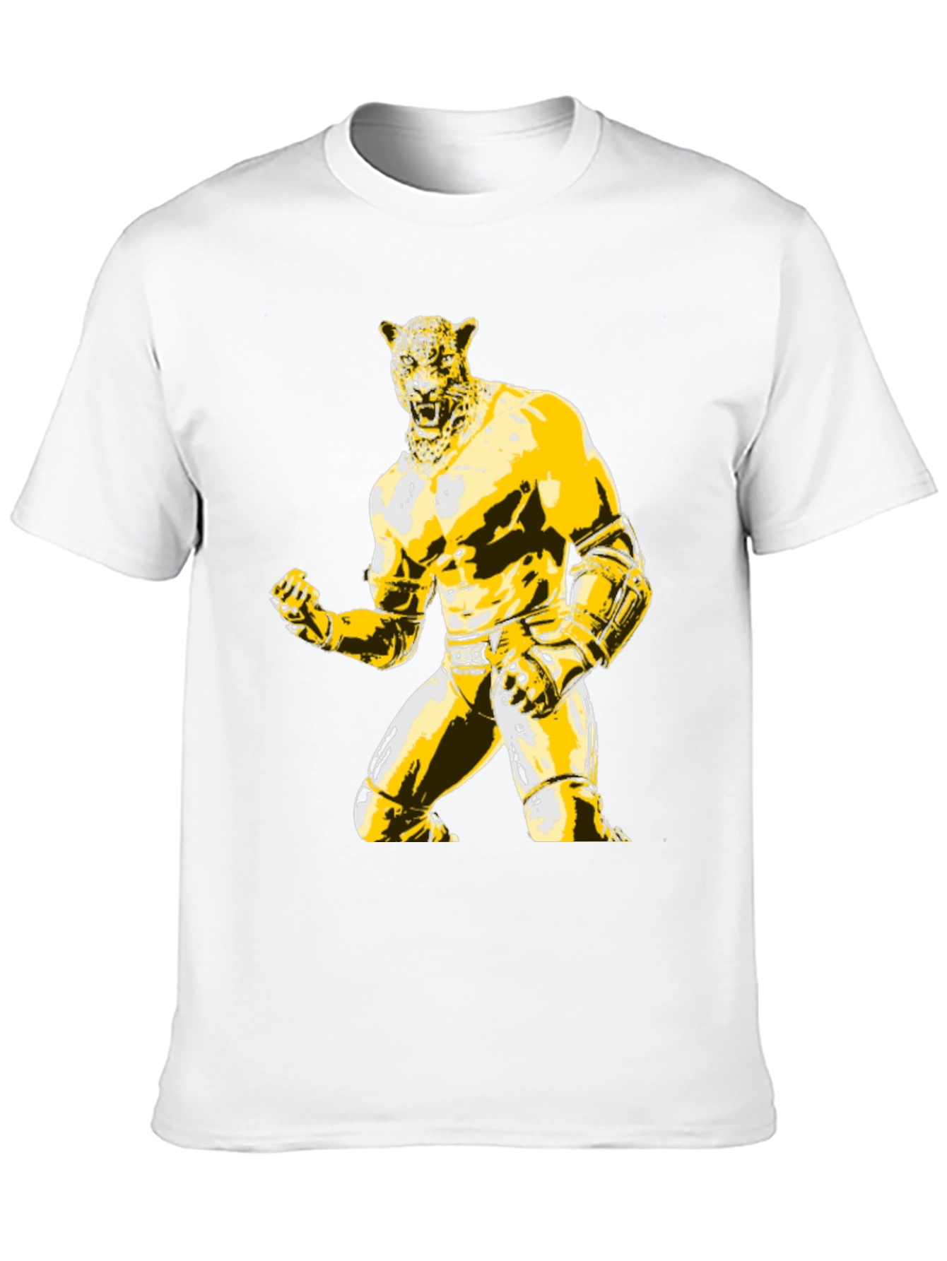 Mens Black T-Shirt with Jaguar Luchador Graphic