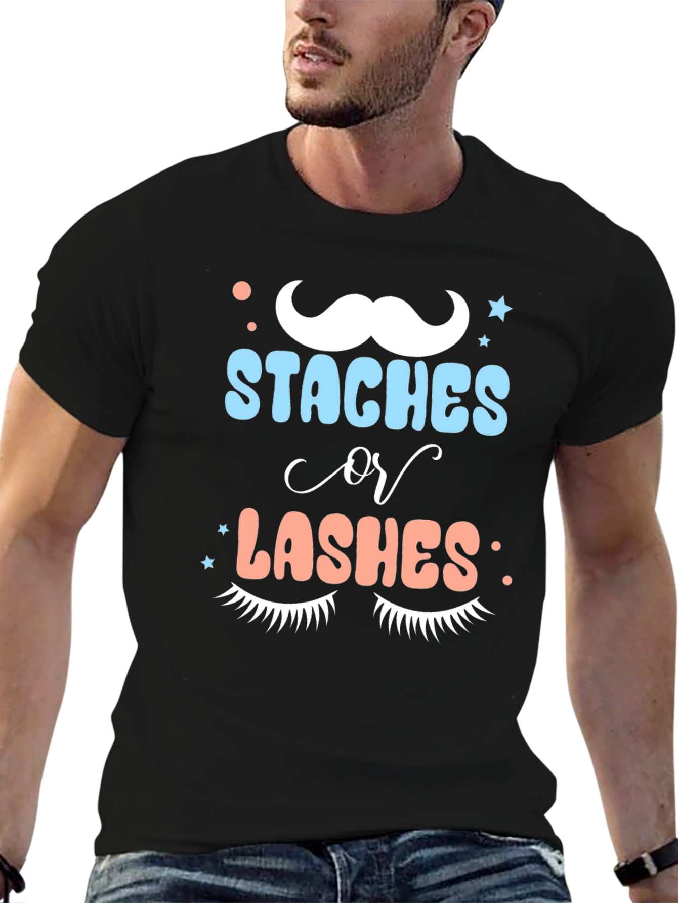 Staches or Lashes Gender Reveal T-Shirt