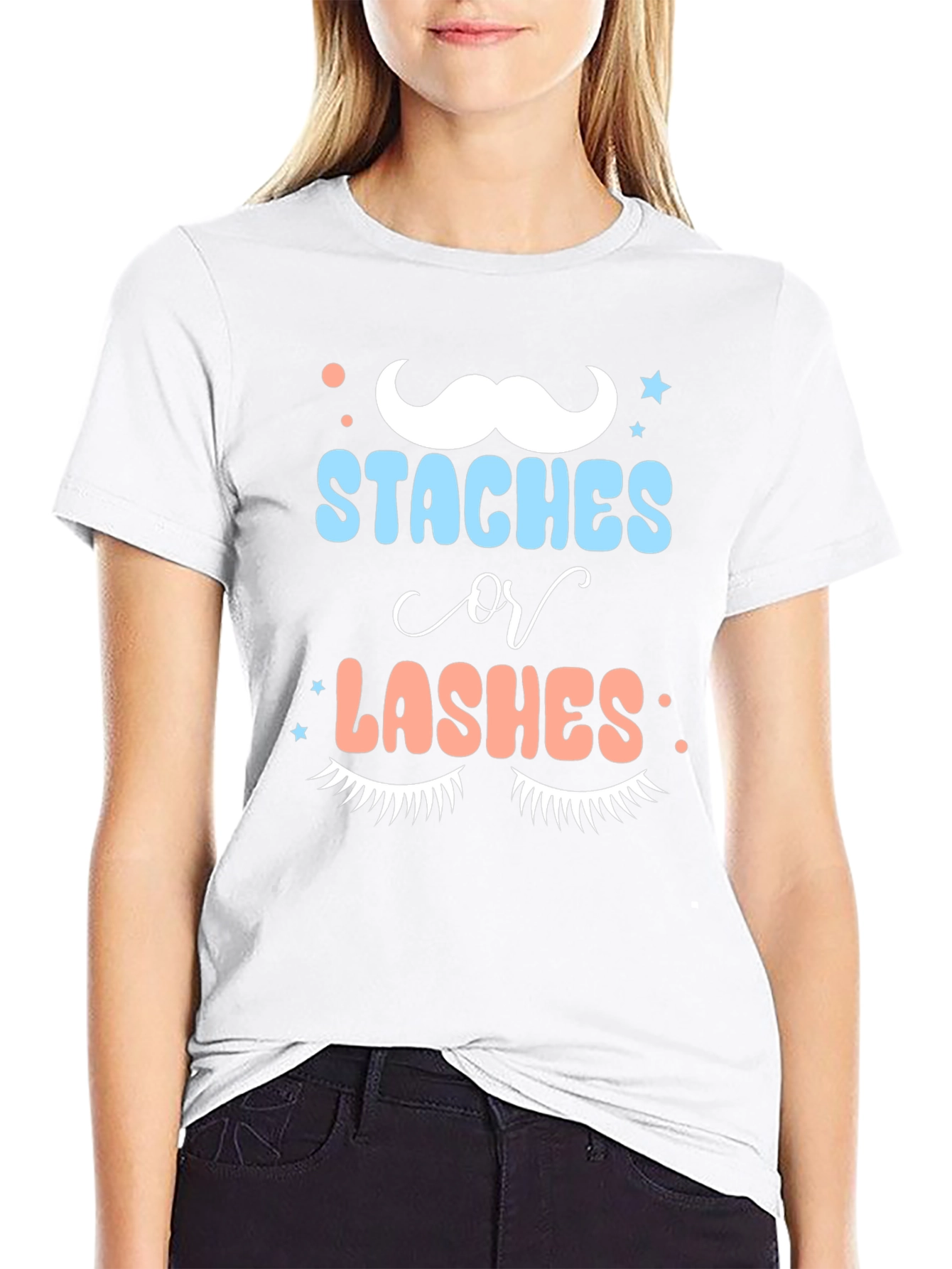 Staches or Lashes Gender Reveal T-Shirt