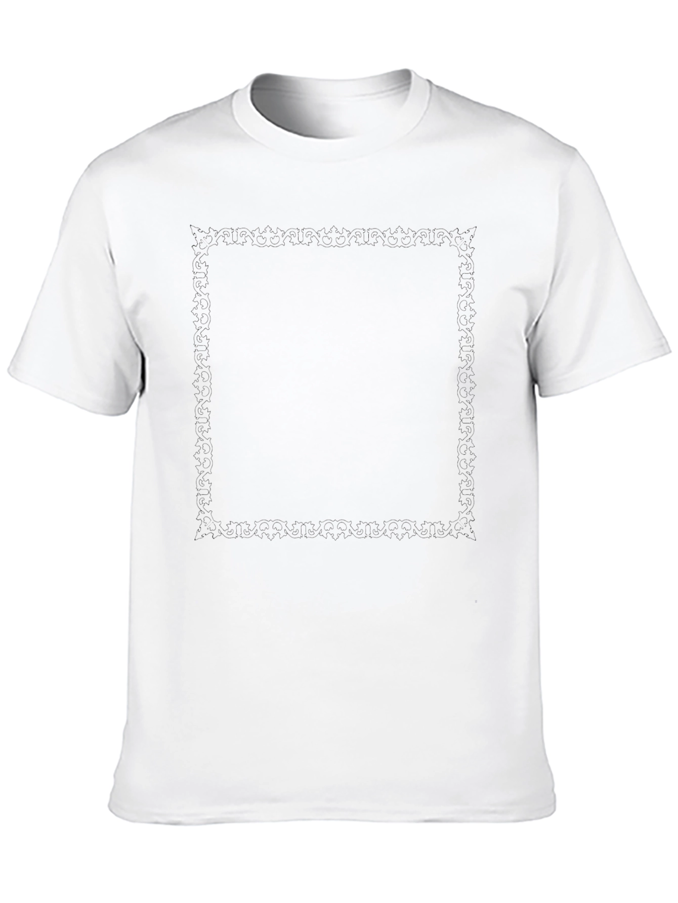 Mens Black T-Shirt with Ornamental Square Design