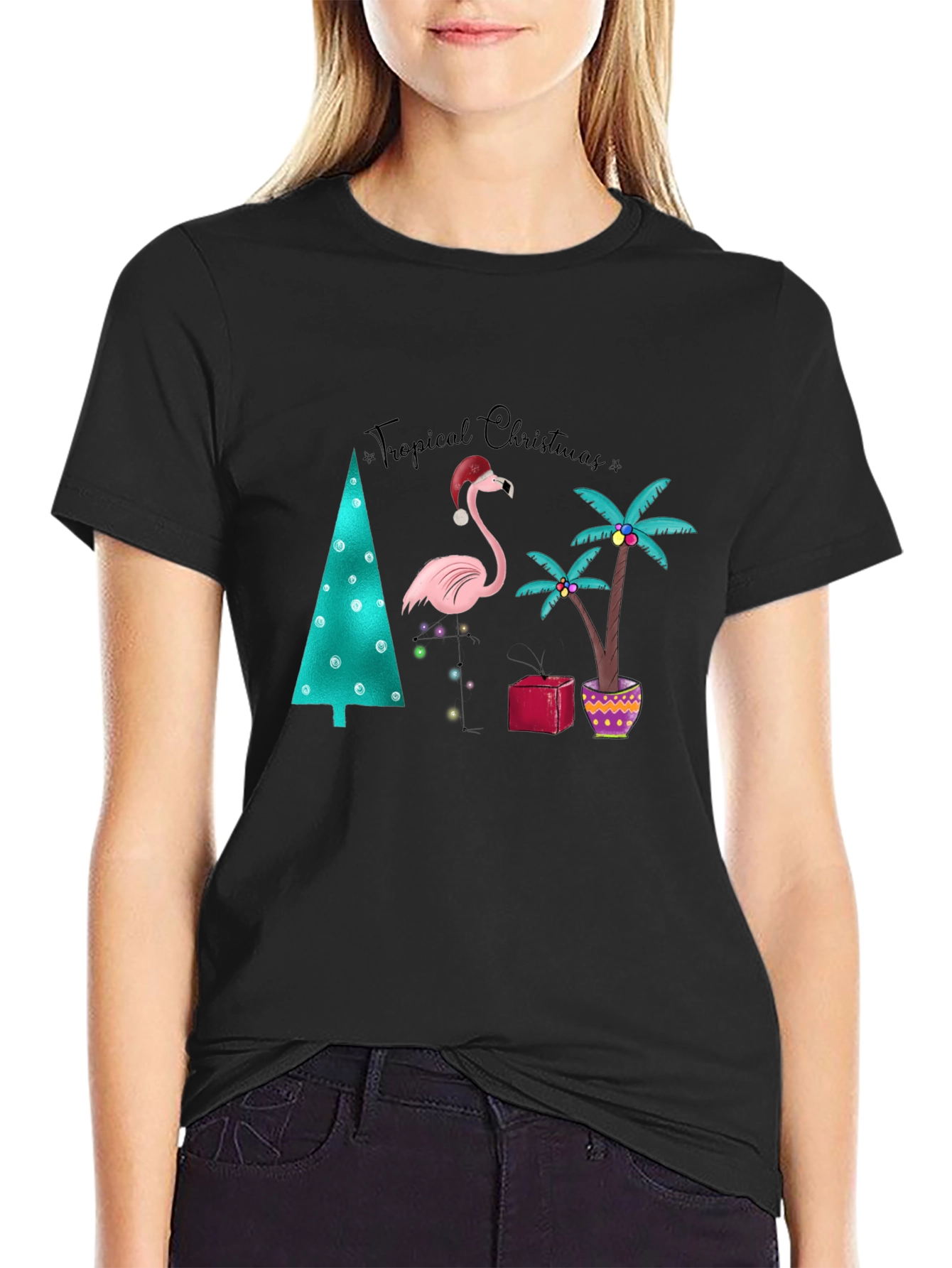 Tropical Christmas Flamingo T-Shirt