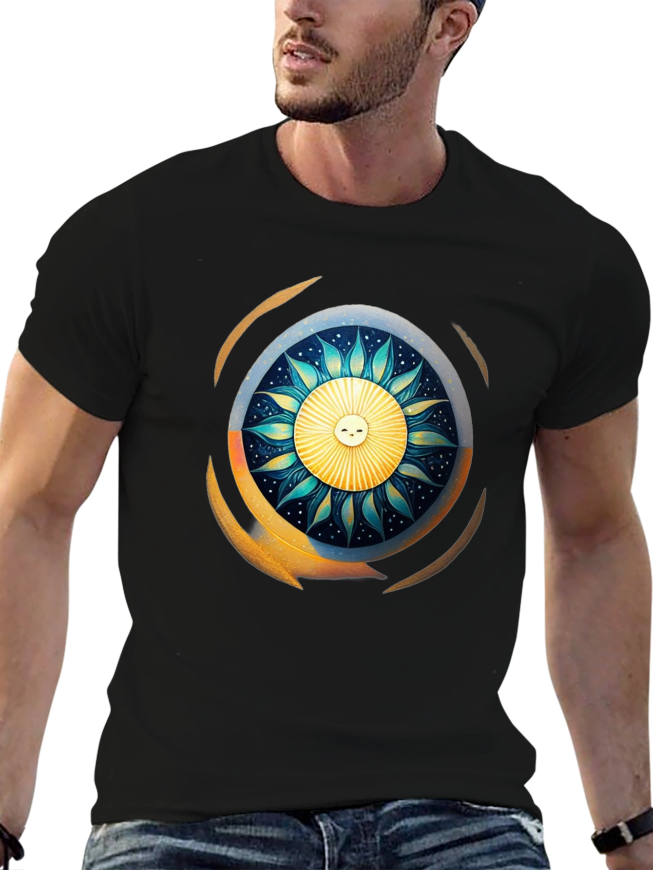 Sun & Moon Graphic T-Shirt - Celestial Design