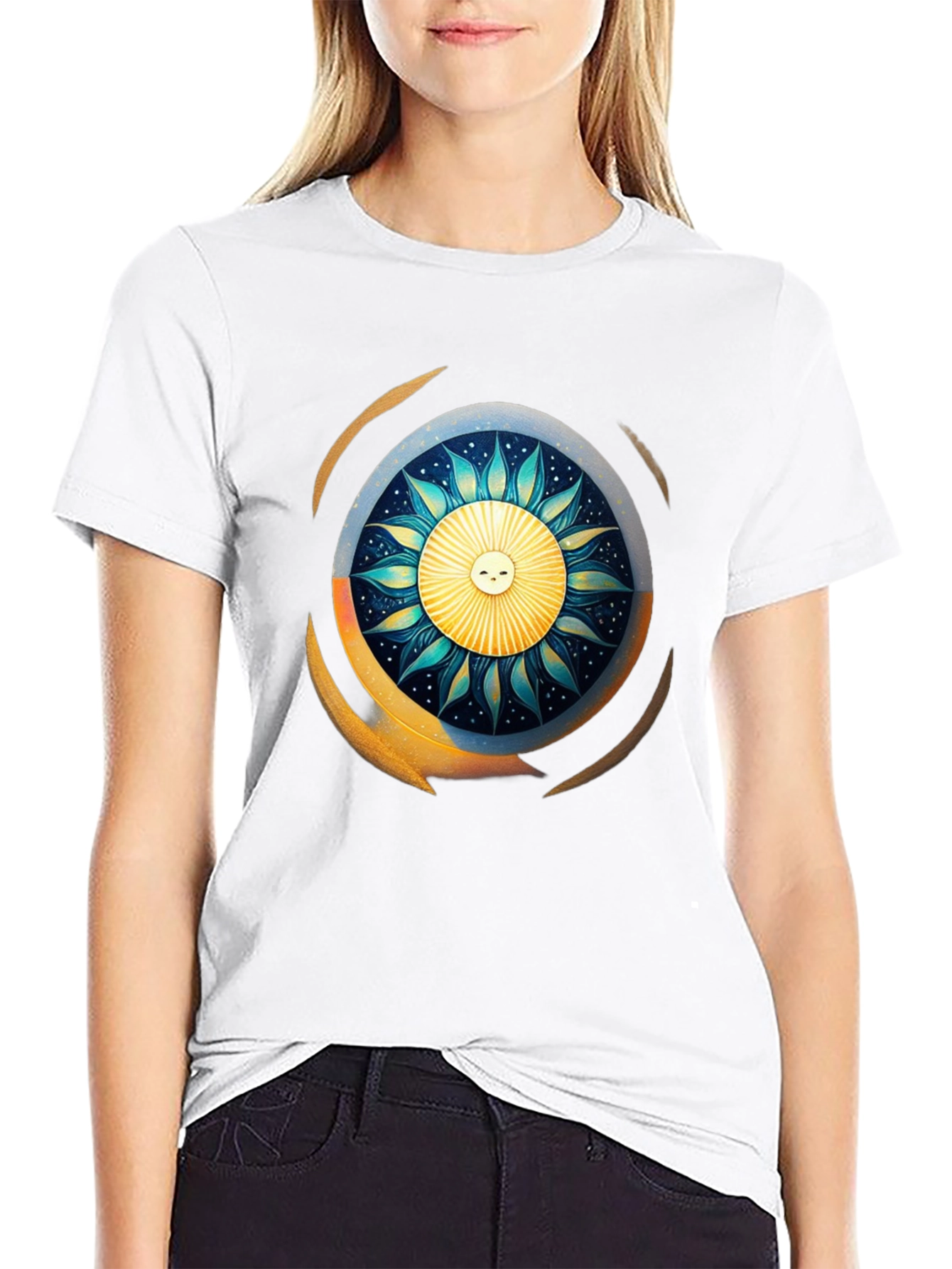 Sun & Moon Graphic T-Shirt - Celestial Design