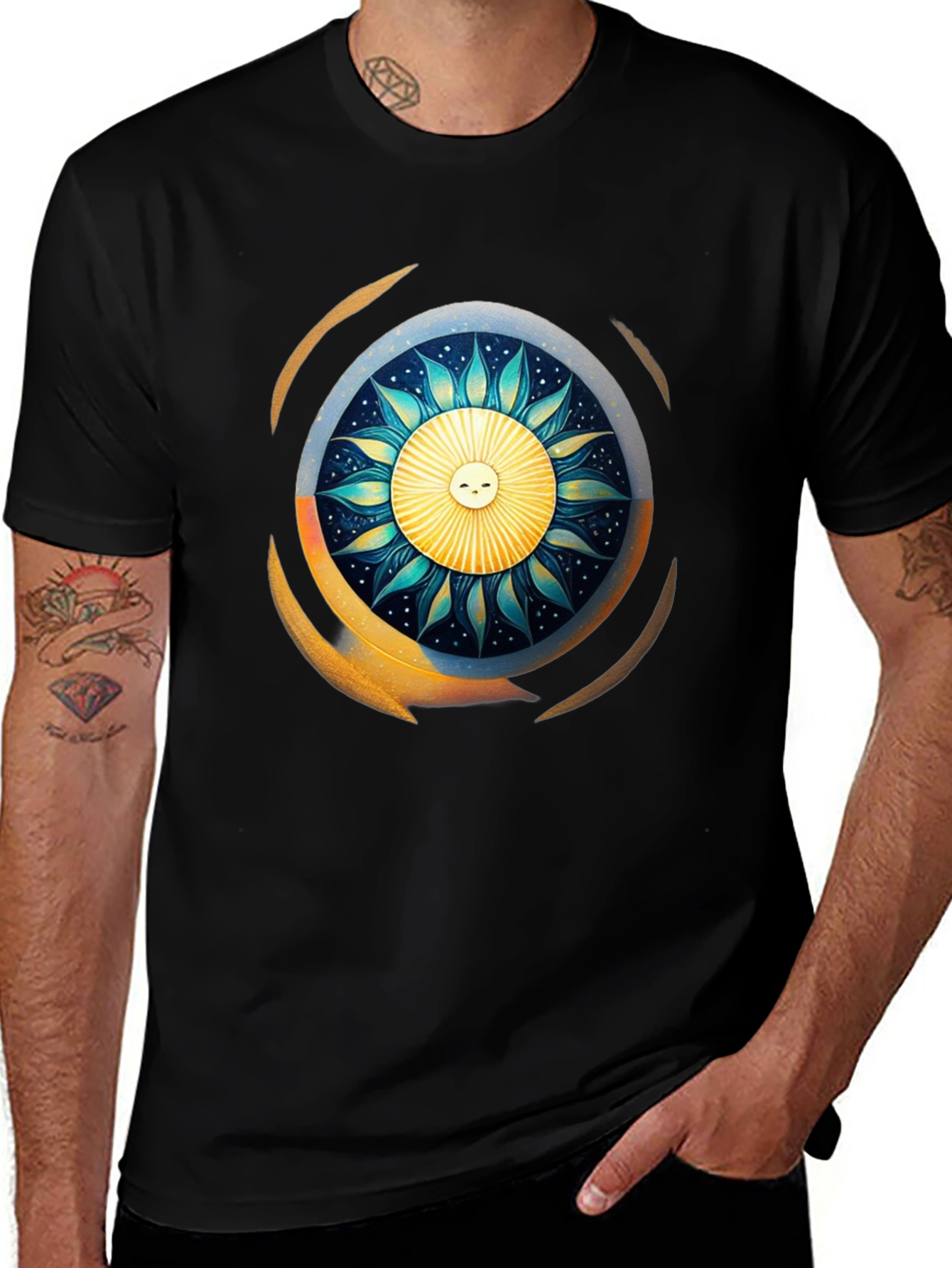 Sun & Moon Graphic T-Shirt - Celestial Design